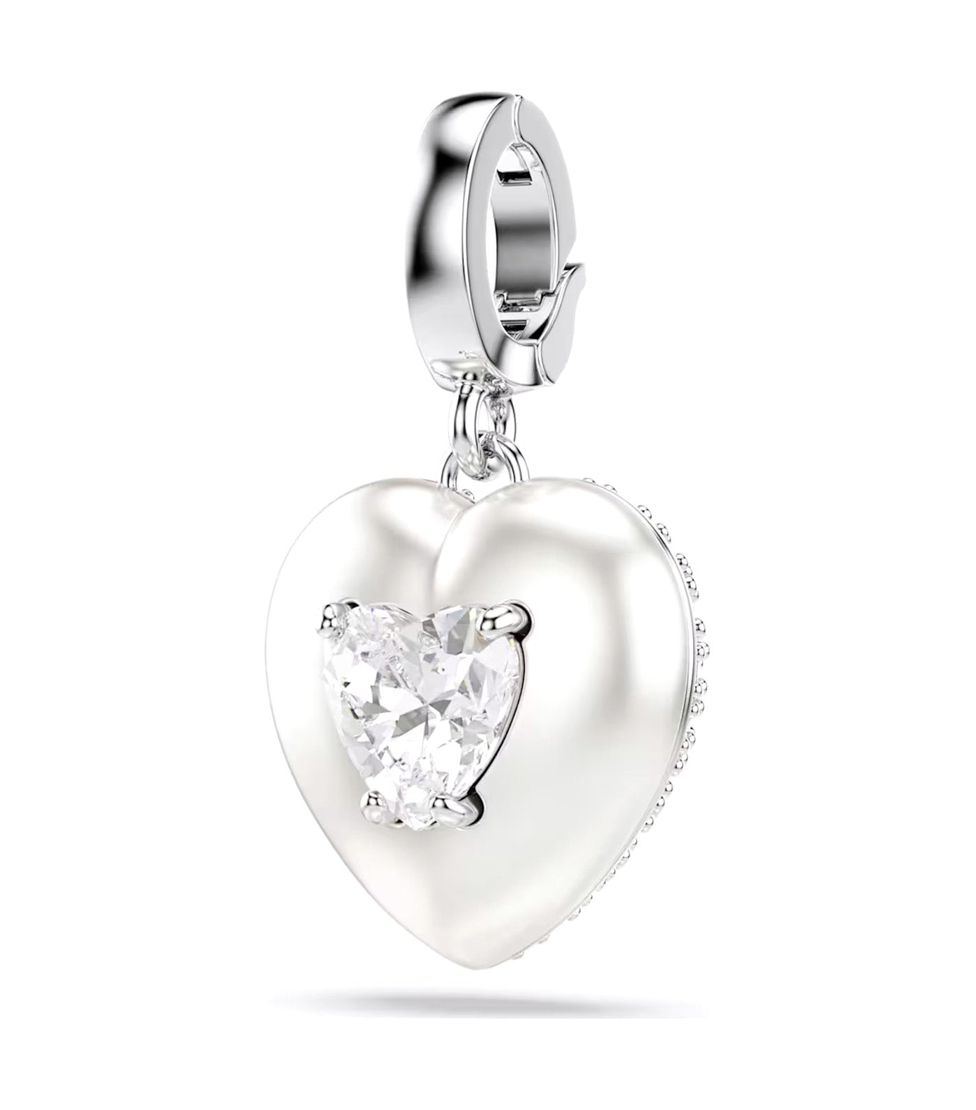 Idyllia Charm Mixed Cuts, Pearl-Colored Coating, Heart, Rhodium Plated, White