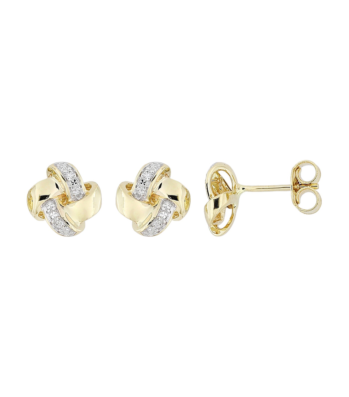 18K Earrings with White Rhodium ant Diamond Yellow Gold