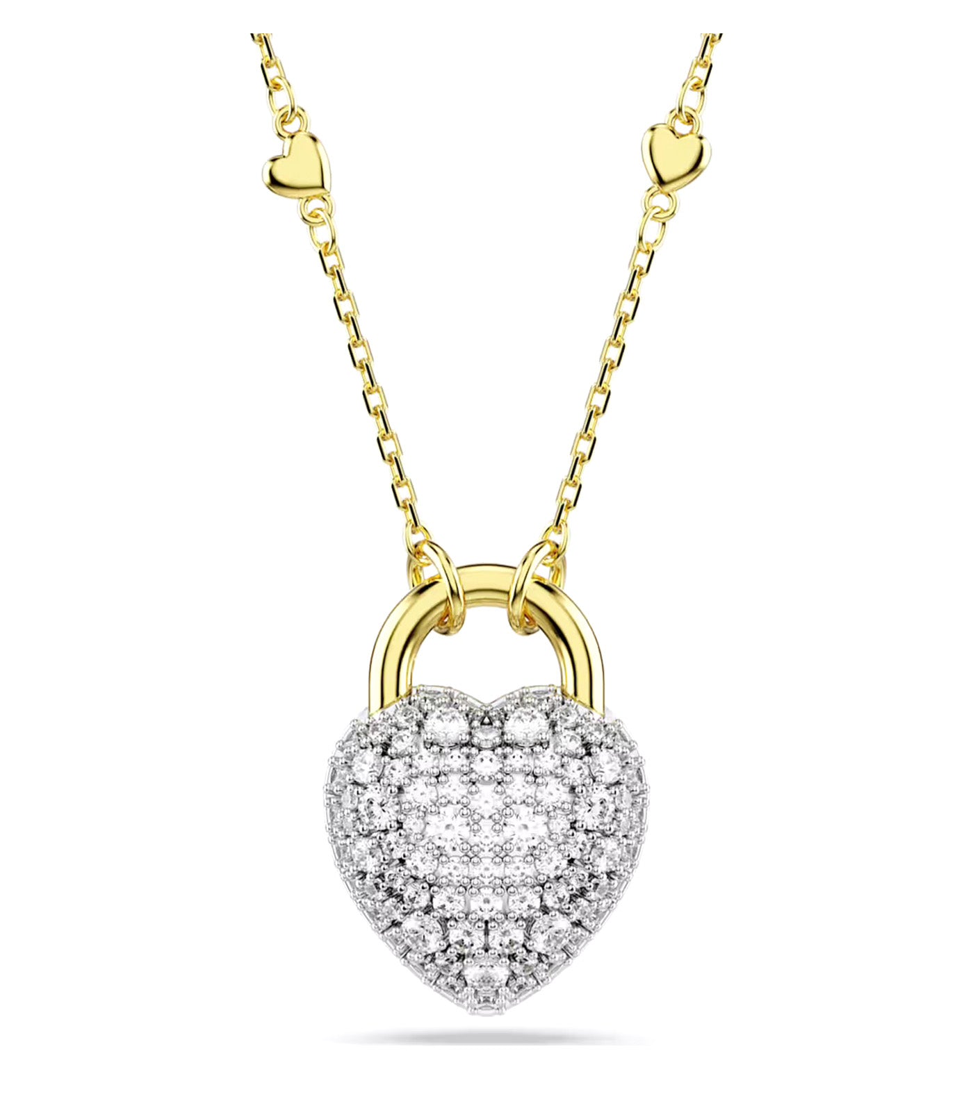 Idyllia Pendant Mixed Cuts, Heart, White, Gold-Tone Plated