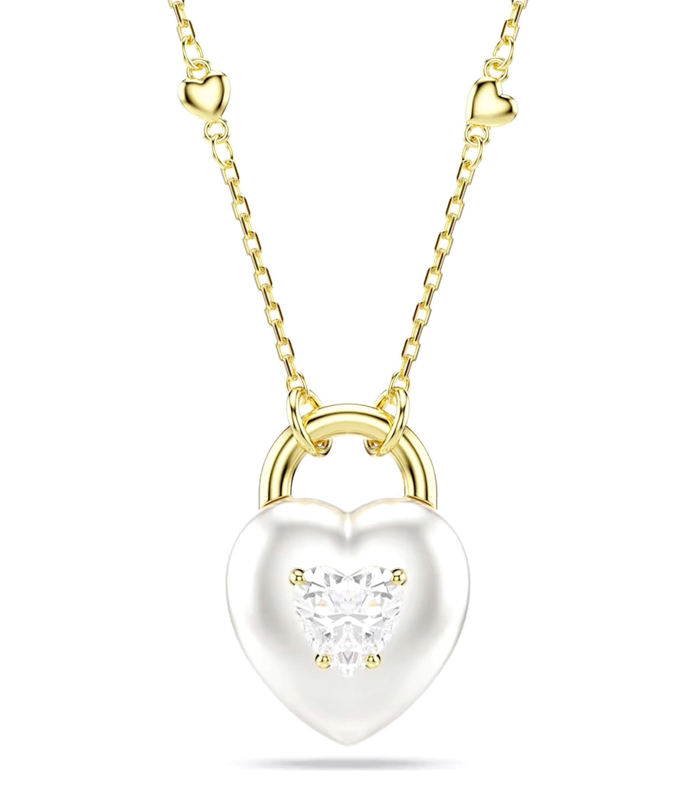 Idyllia Pendant Mixed Cuts, Heart, White, Gold-Tone Plated