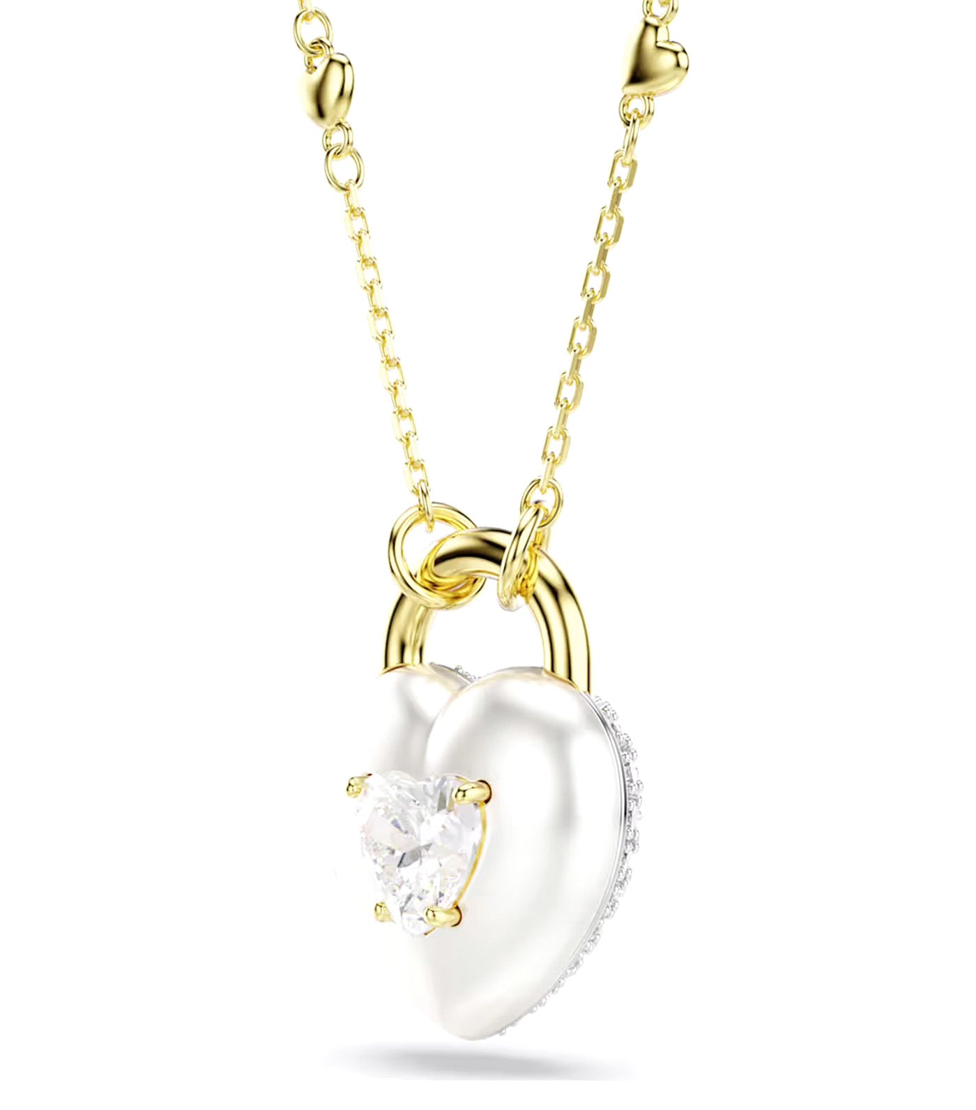 Idyllia Pendant Mixed Cuts, Heart, White, Gold-Tone Plated