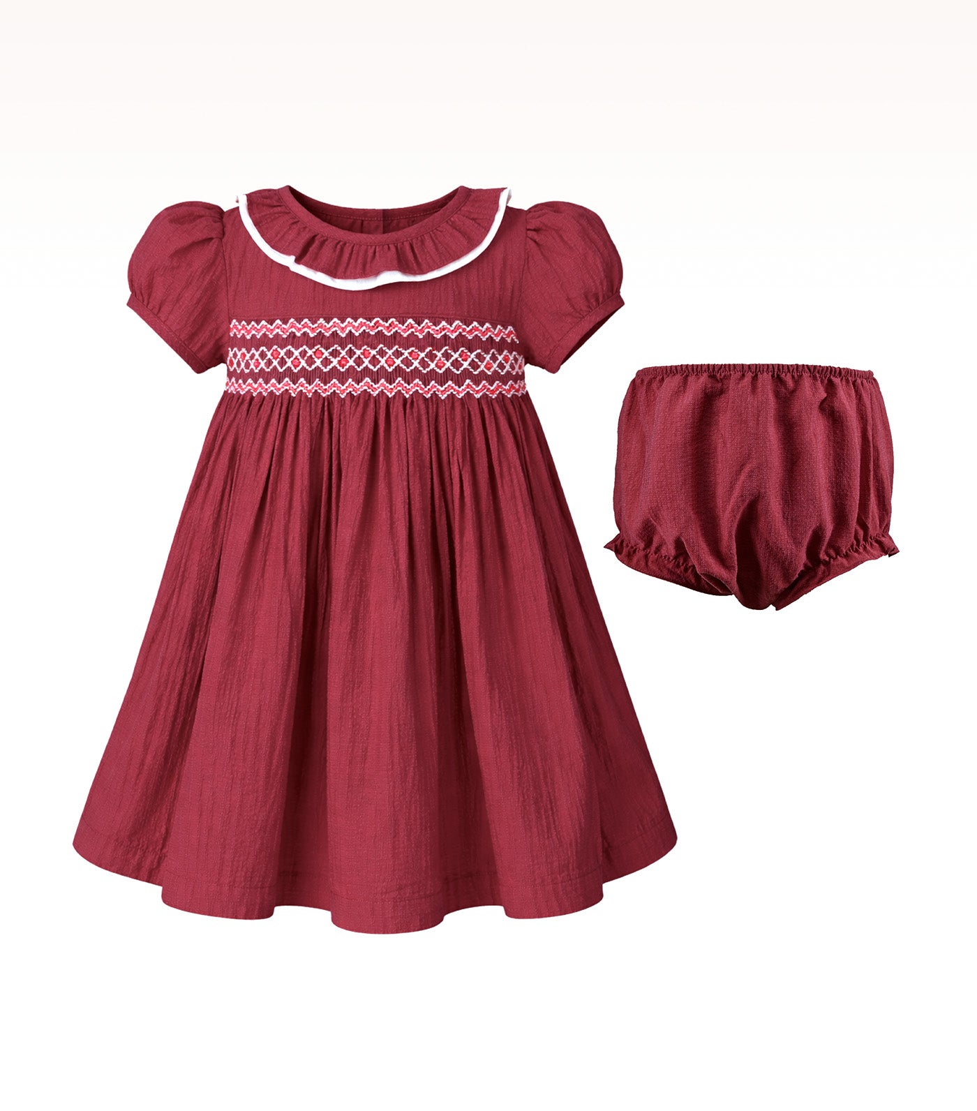 Periwinkle Nahja Baby Girls Smocked Dress Red