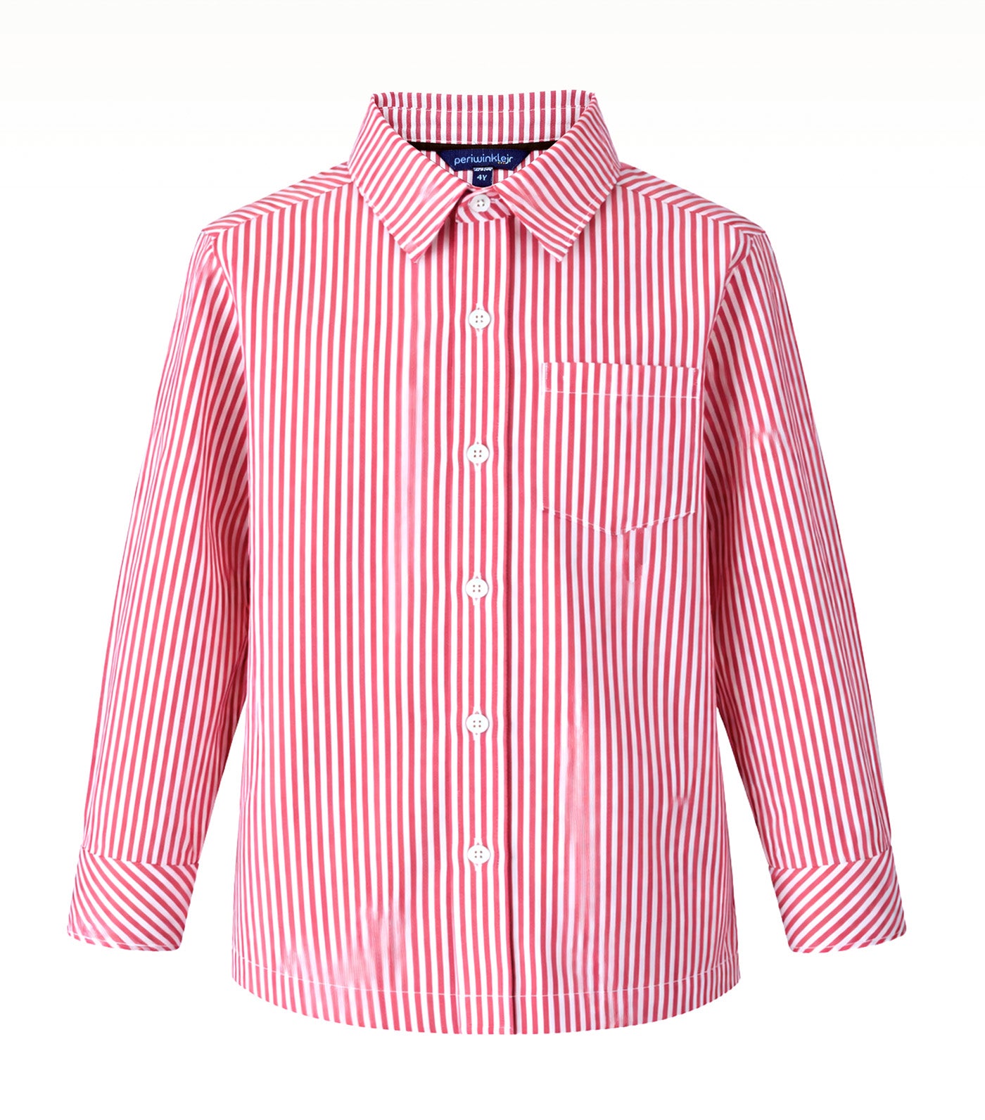 Periwinkle Mael Boys Striped Button-Down Long Sleeves Red