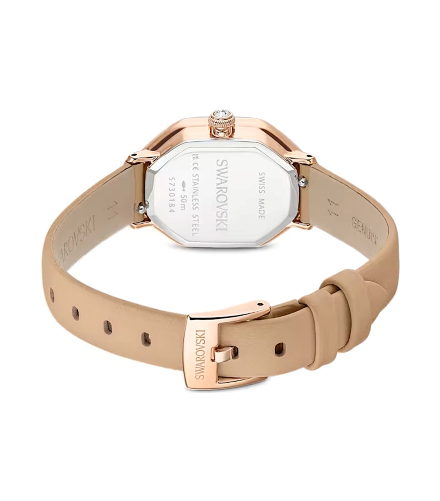 Dextera Octagon Watch Leather Strap Rose Gold-Tone Finish