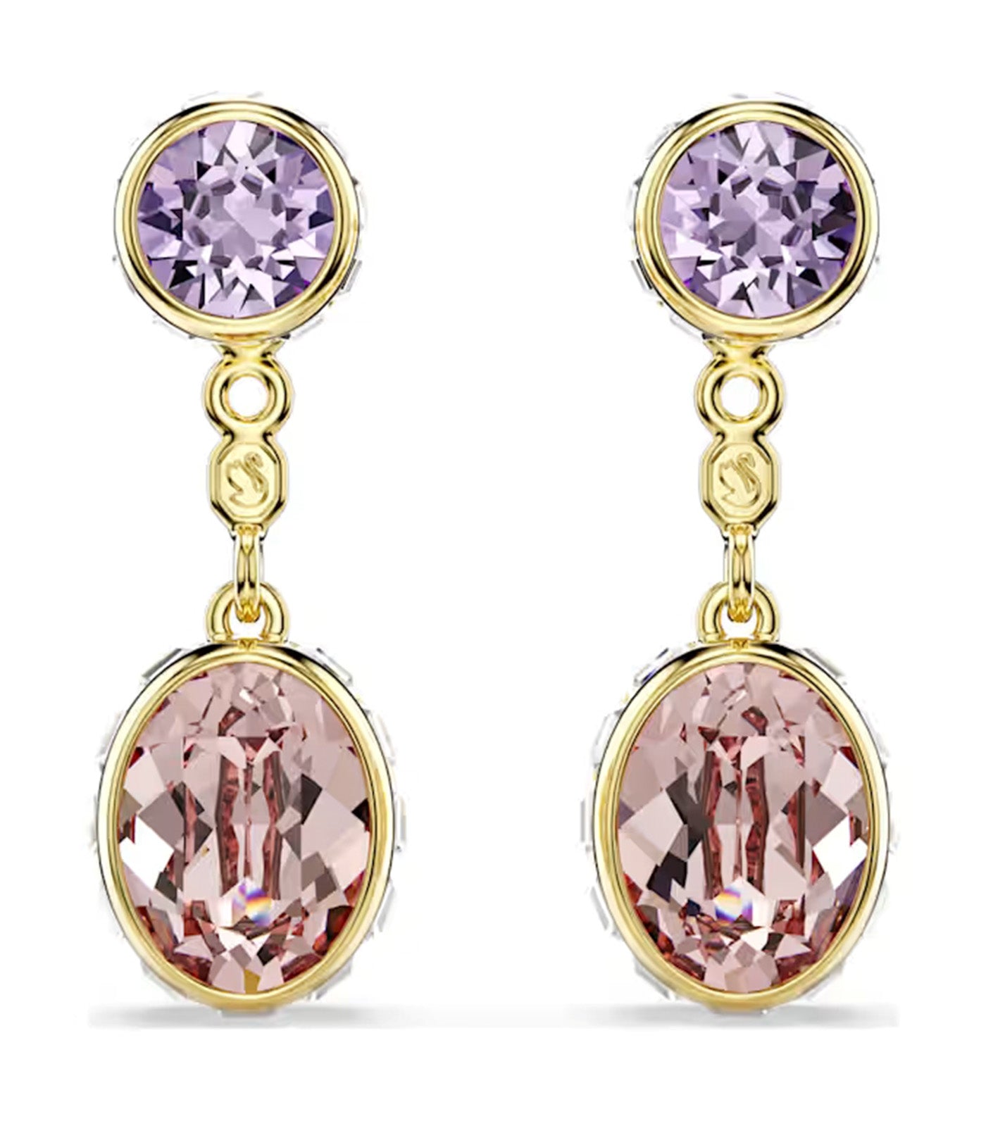 Chroma Drop Earrings Mixed Cuts, Multicolored, Gold-Tone Plated