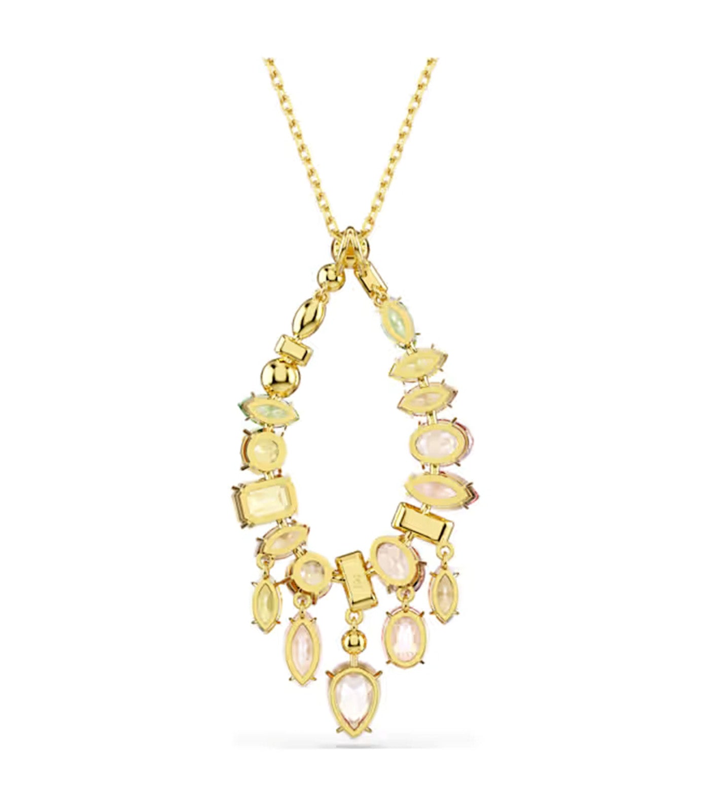 Gema Pendant Mixed Cuts, Multicolored, Gold-Tone Plated
