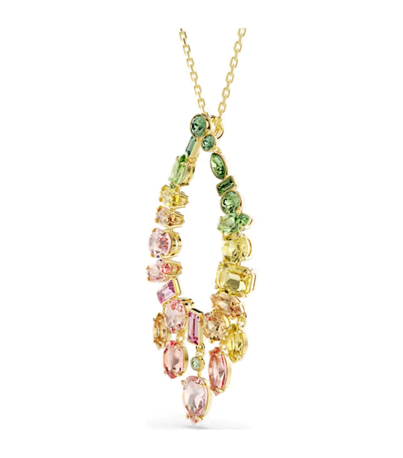 Gema Pendant Mixed Cuts, Multicolored, Gold-Tone Plated