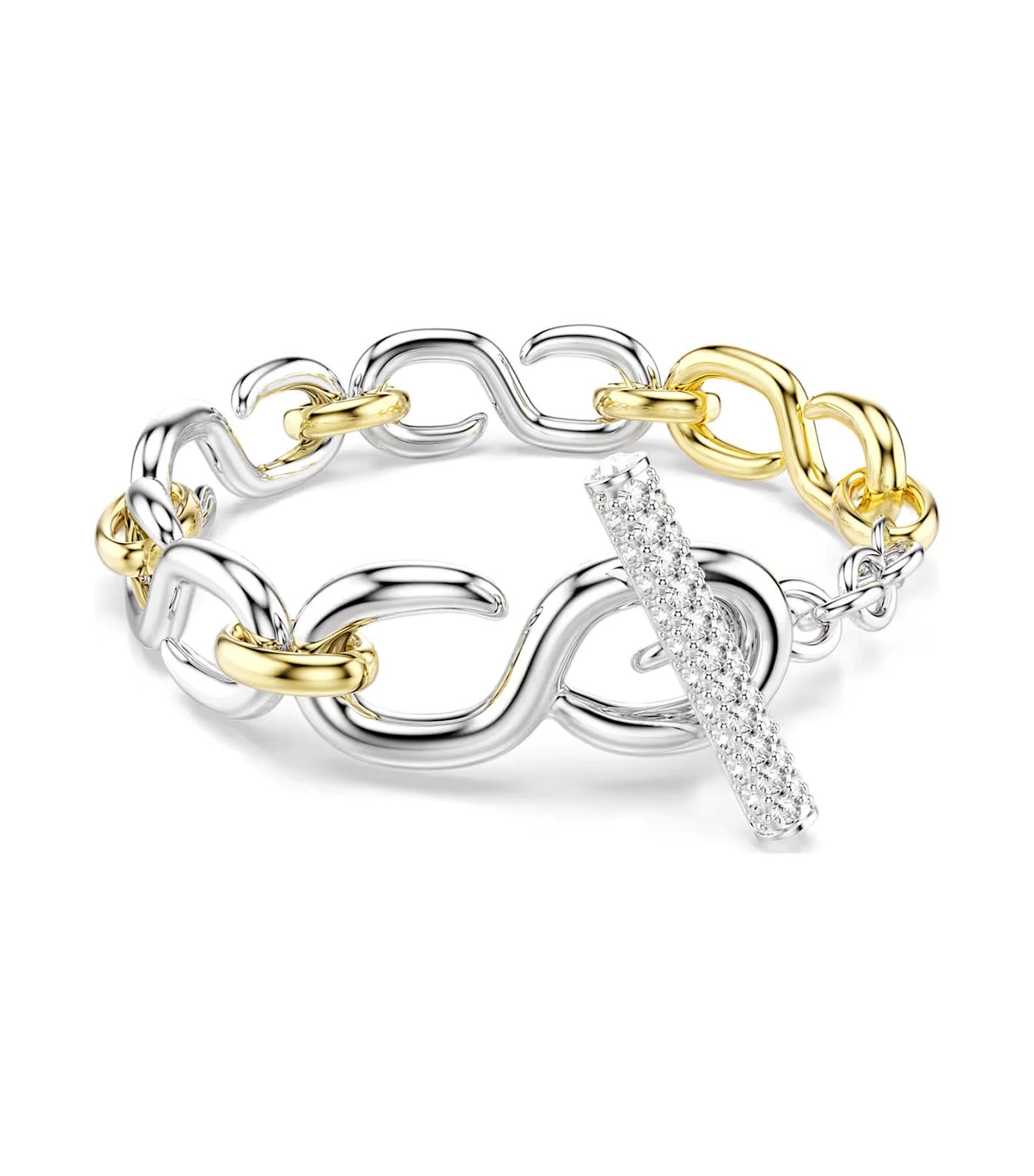 Dextera Bracelet Round Cut, T-Bar, Mixed Metal Finish, White