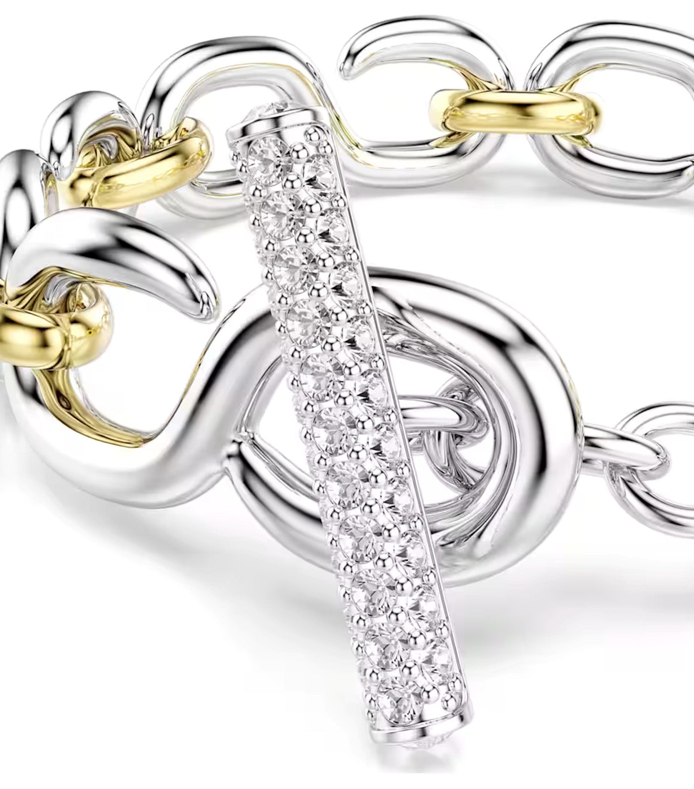 Dextera Bracelet Round Cut, T-Bar, Mixed Metal Finish, White