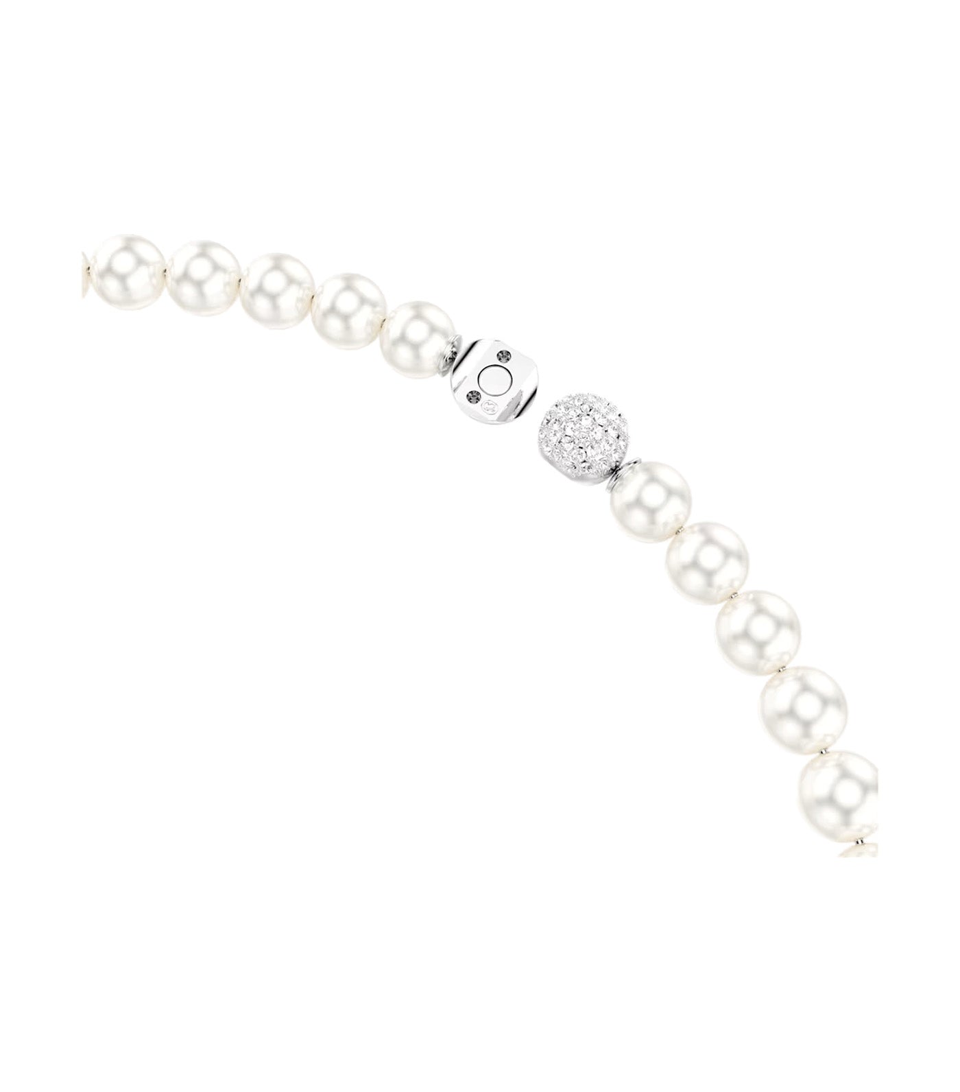 Matrix Necklace Crystal Pearl, White, Rhodium Plated