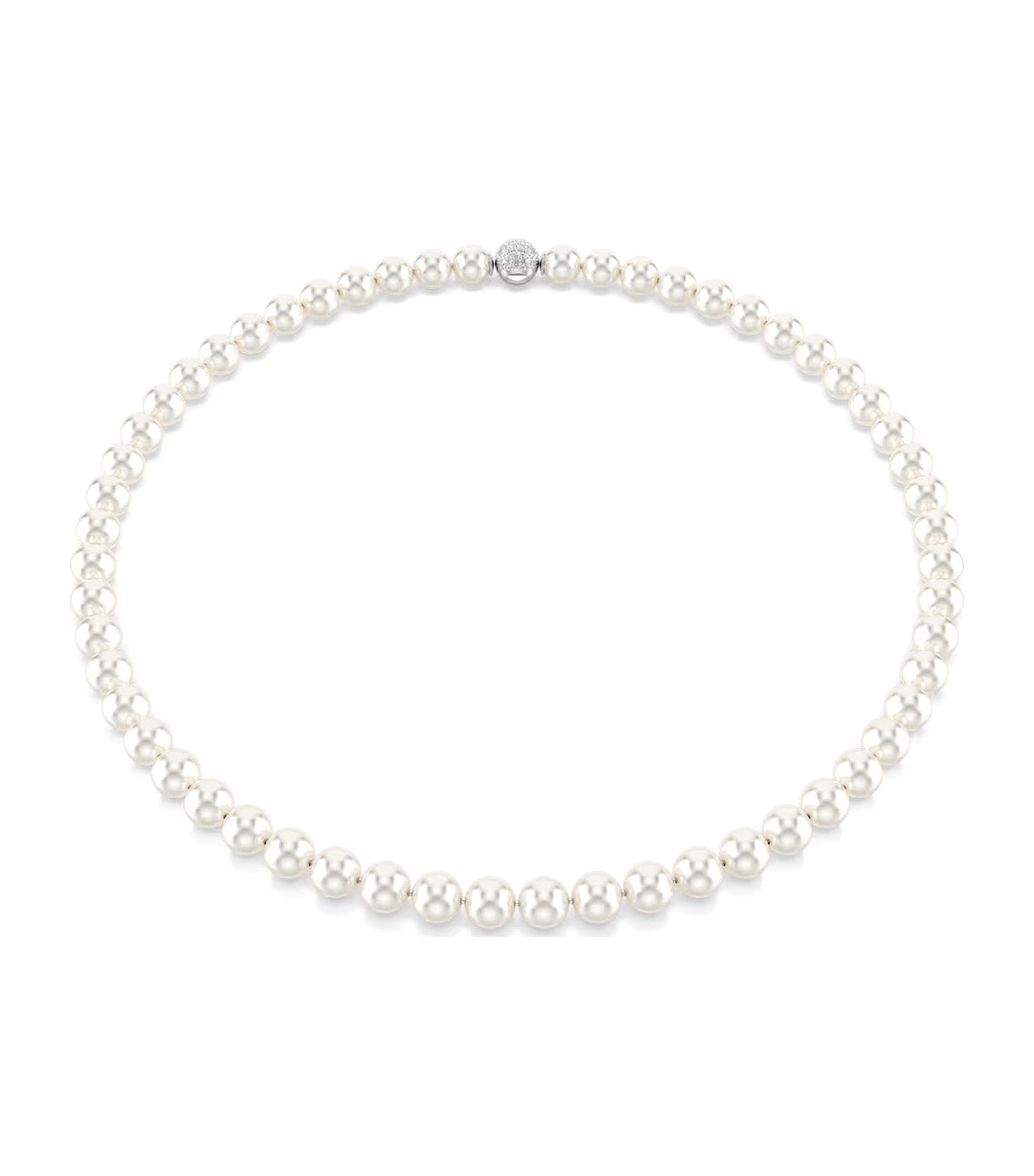 Matrix Necklace Crystal Pearl, White, Rhodium Plated