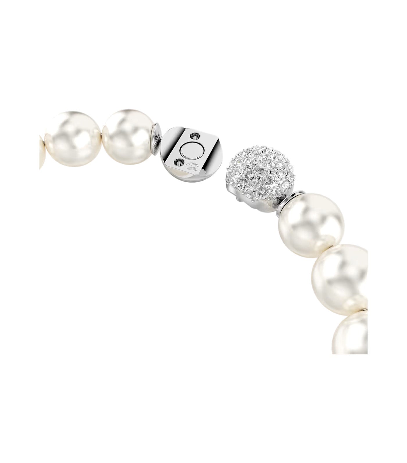 Matrix Bracelet Crystal Pearl, Rhodium Plated, White