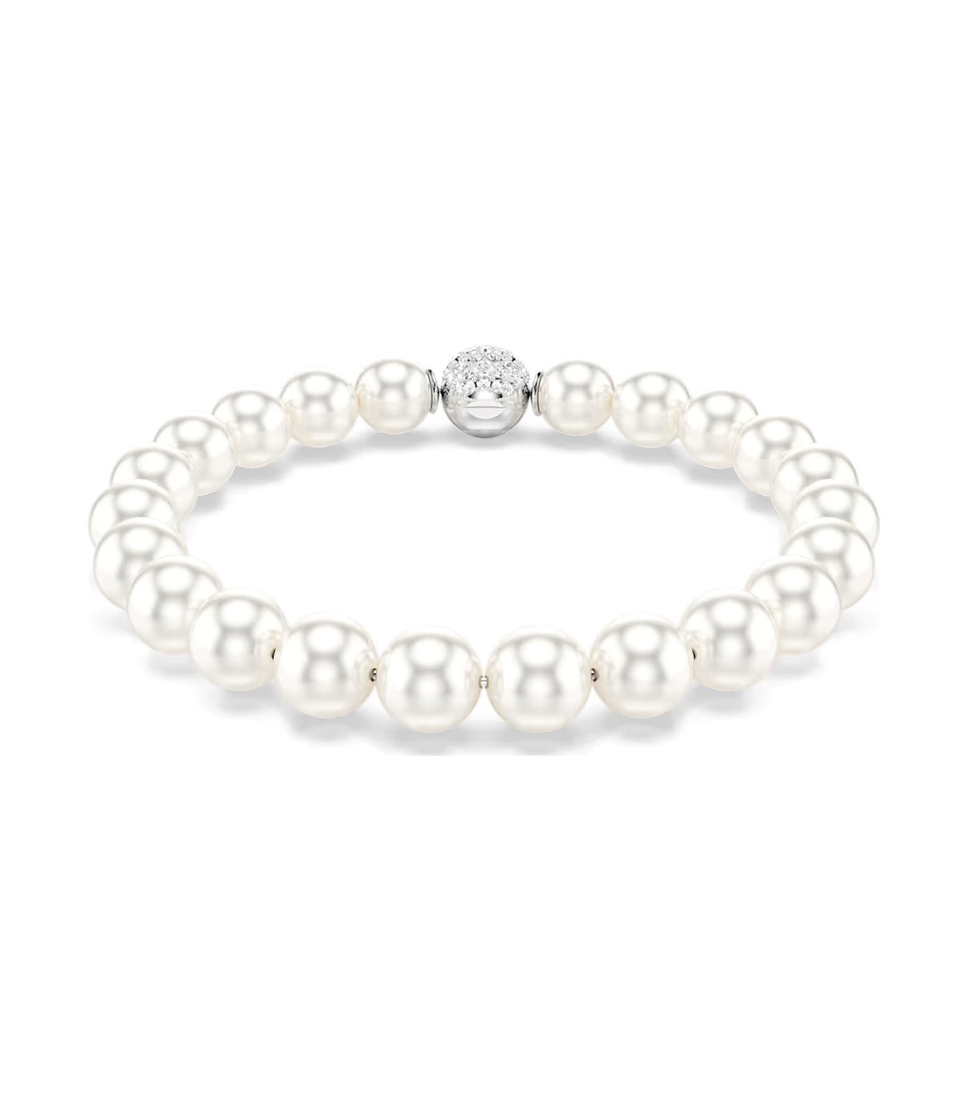 Matrix Bracelet Crystal Pearl, White, Rhodium Plated