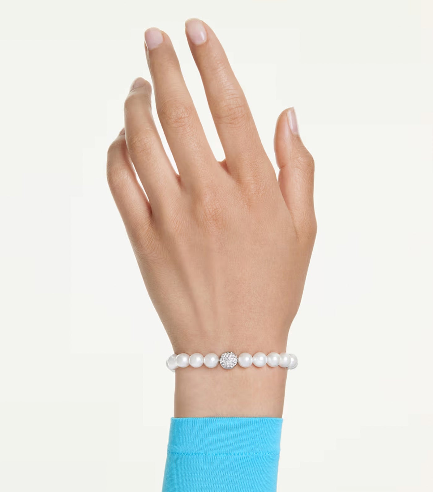 Matrix Bracelet Crystal Pearl, White, Rhodium Plated