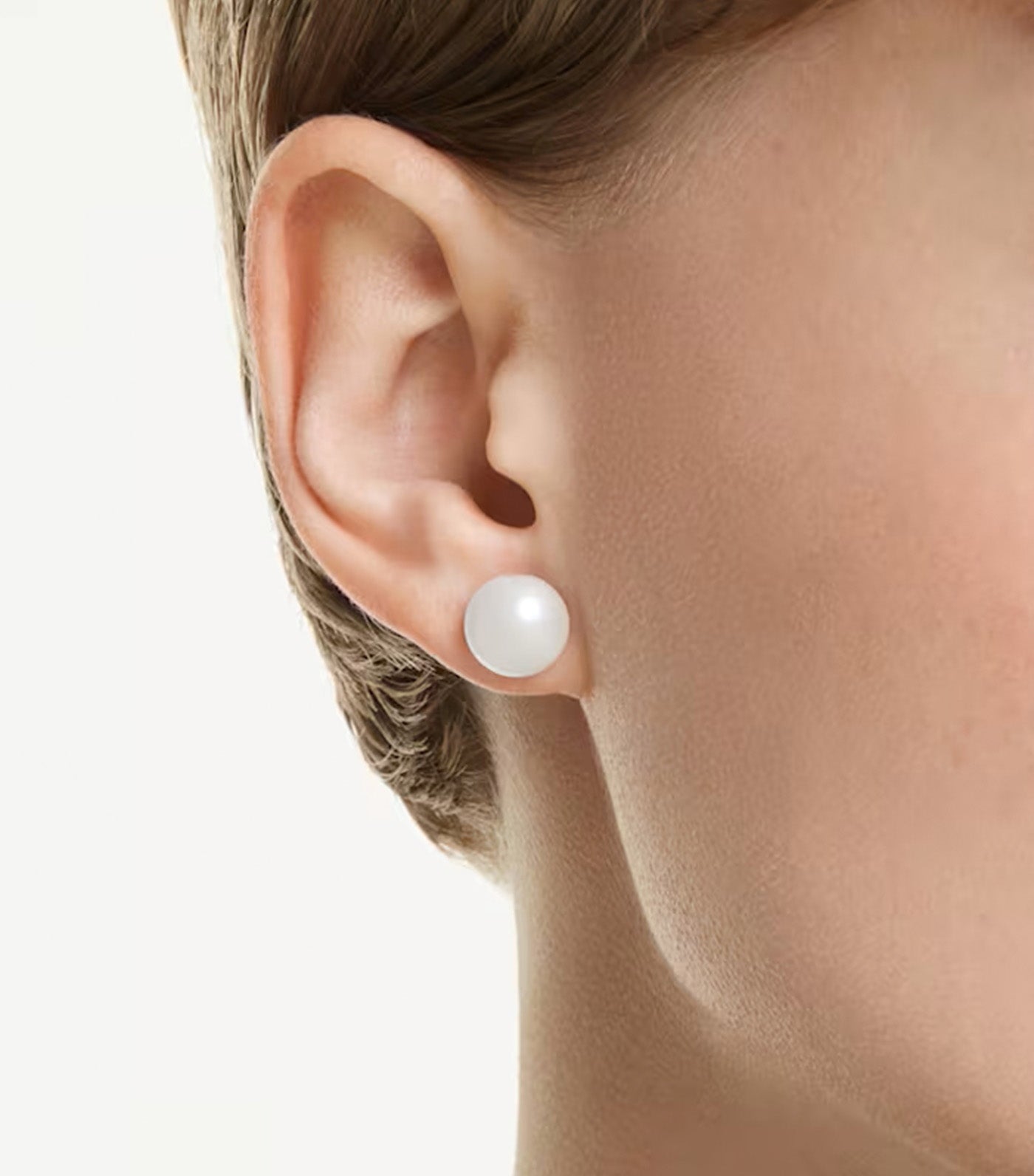 Matrix Stud Earrings Crystal Pearl, White, Rhodium Plated