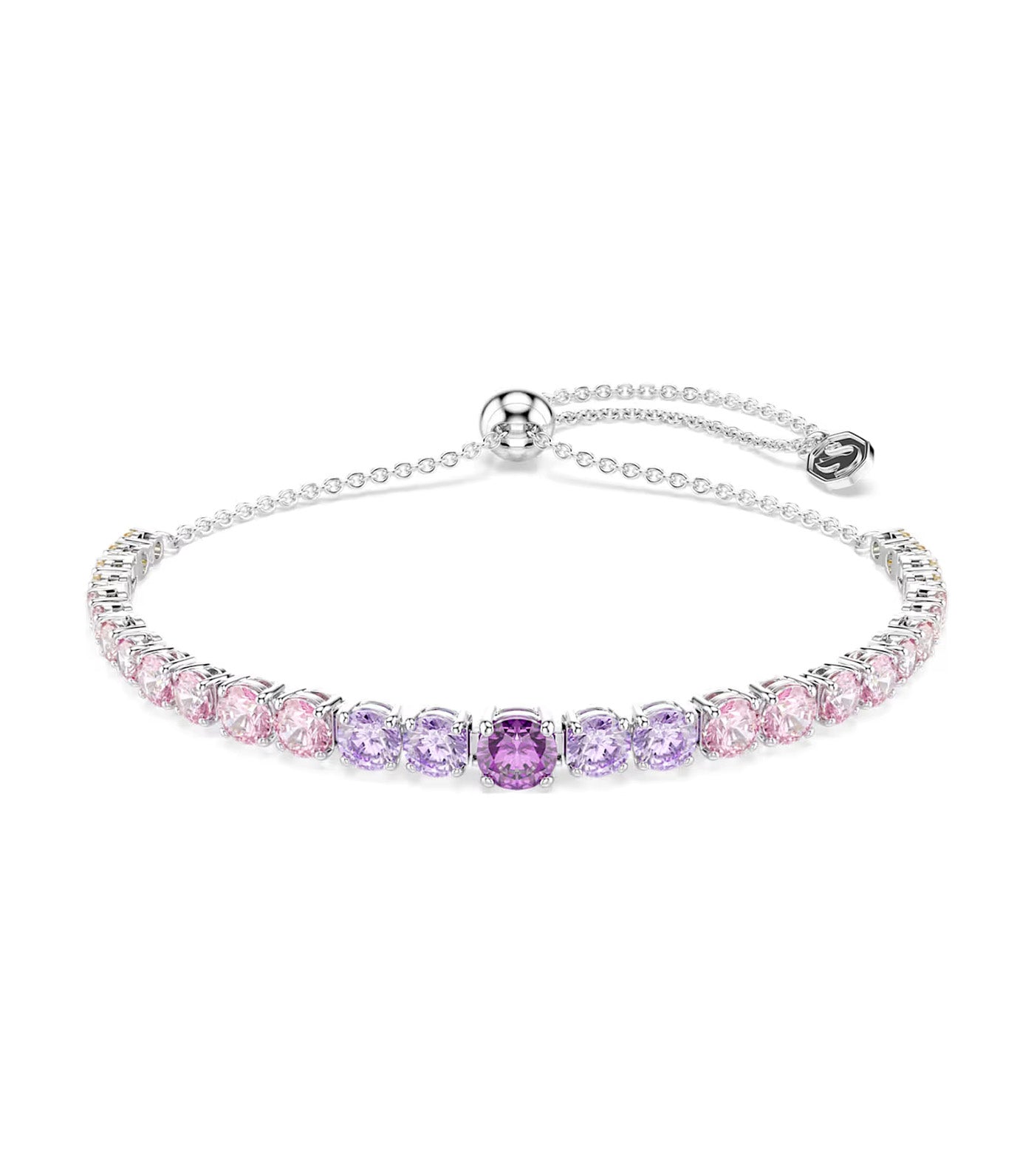 Matrix Bracelet Gradient Of Round Cuts, Multicolored, Rhodium Plated
