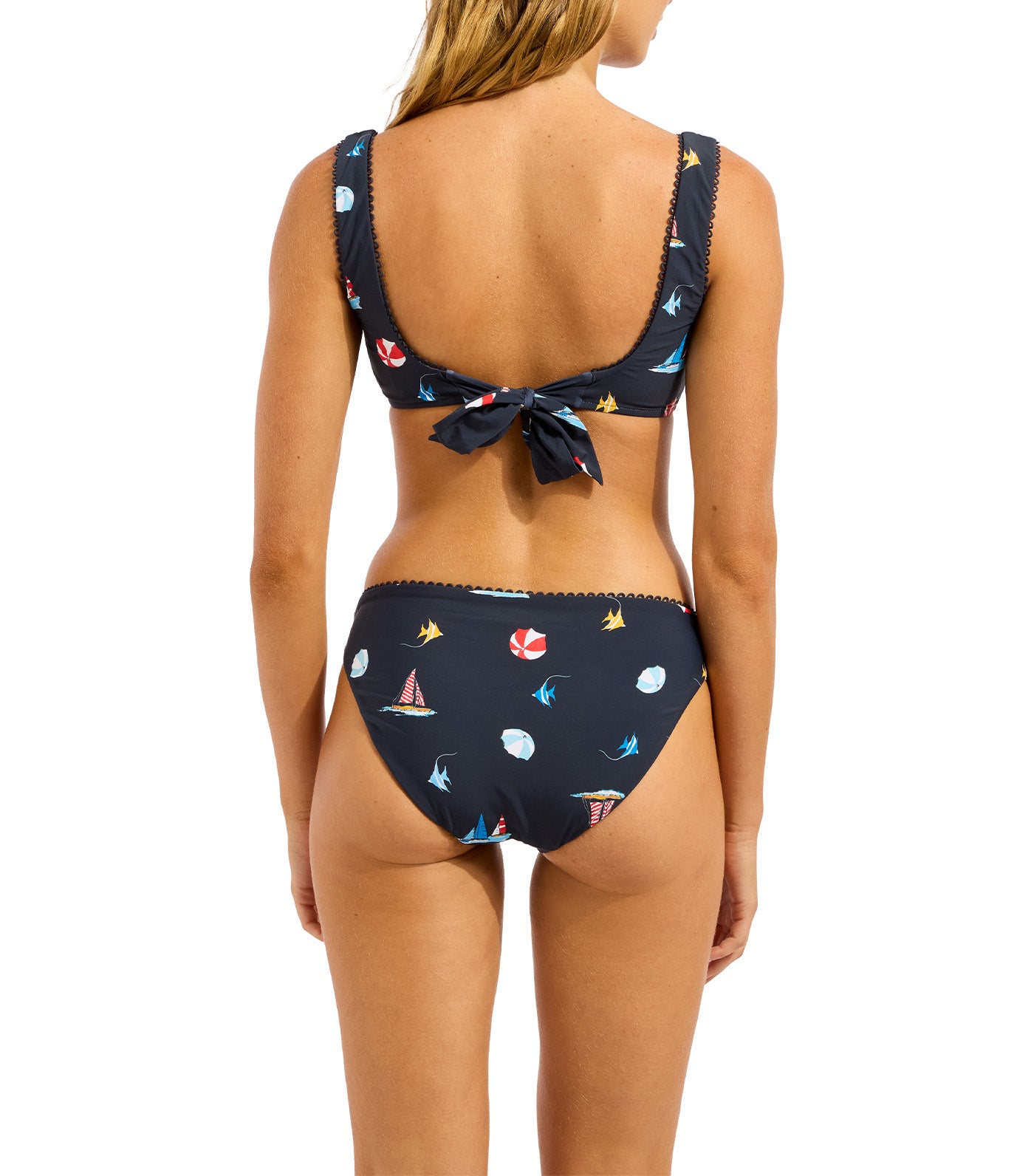 Beach Club Square Neck Tank Bra and Hipster Pant True Navy