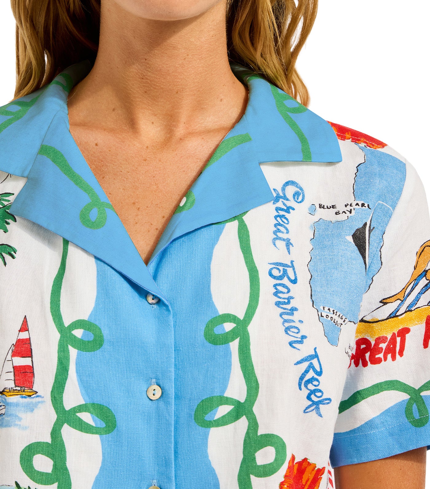 Viva Vacation Crop Shirt Powder Blue