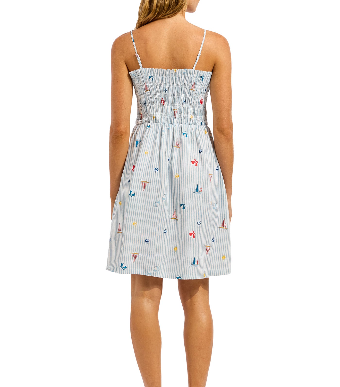 Beach Edit Beach Club Shirred Mini Dress Powder Blue