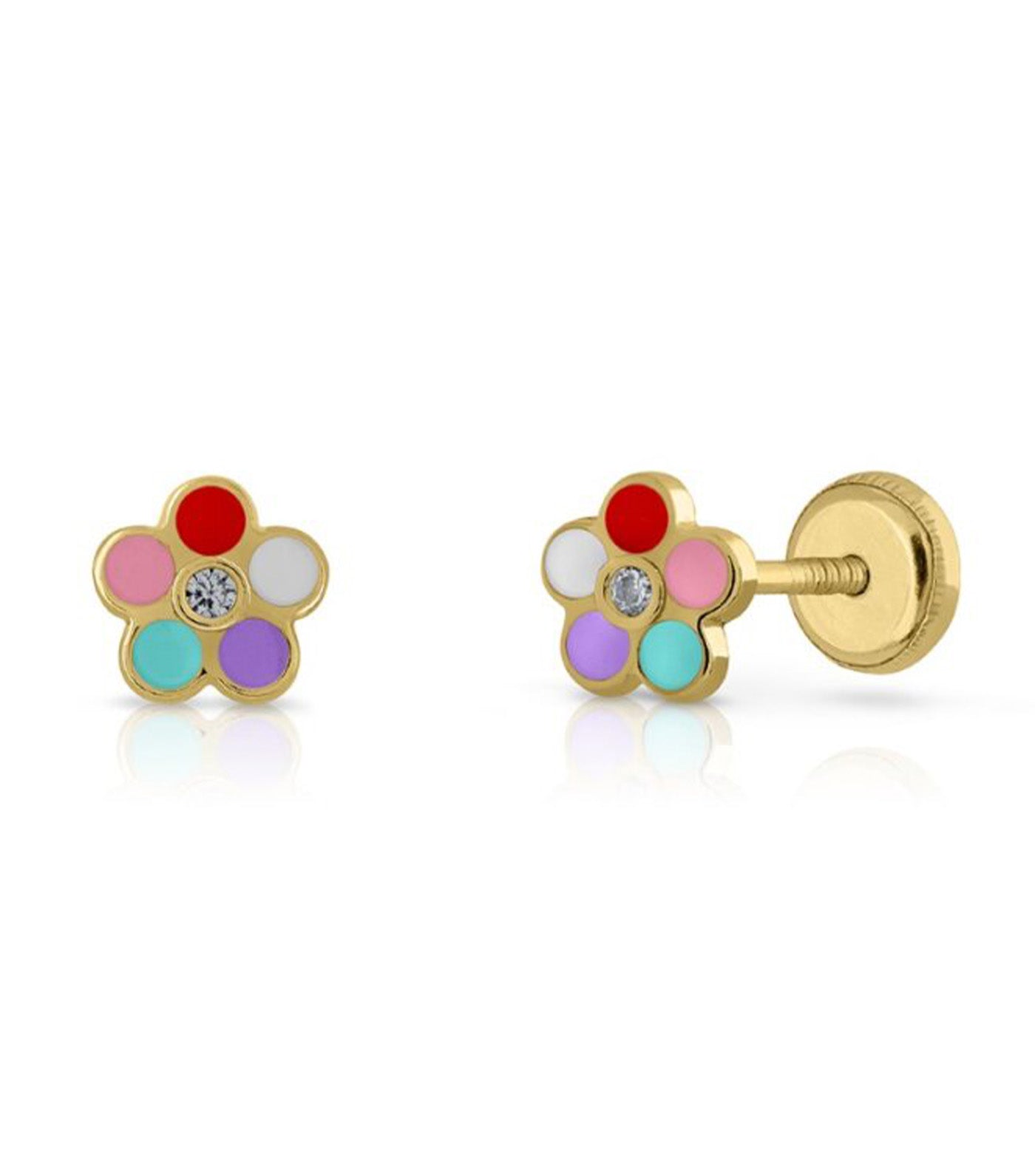 18K Enamel Earrings Yellow Gold
