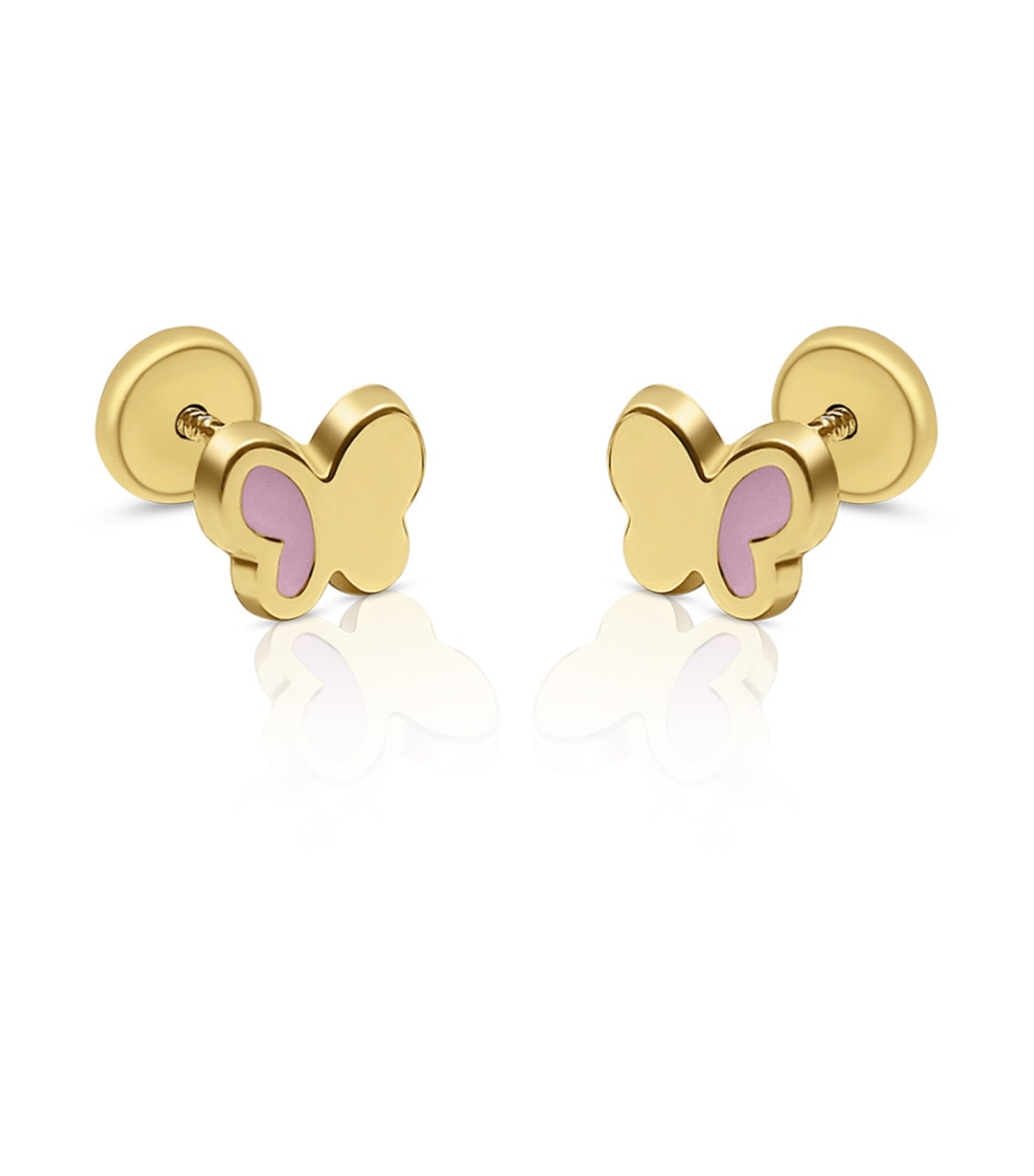 18K Enamel Butterfly Earrings Yellow Gold