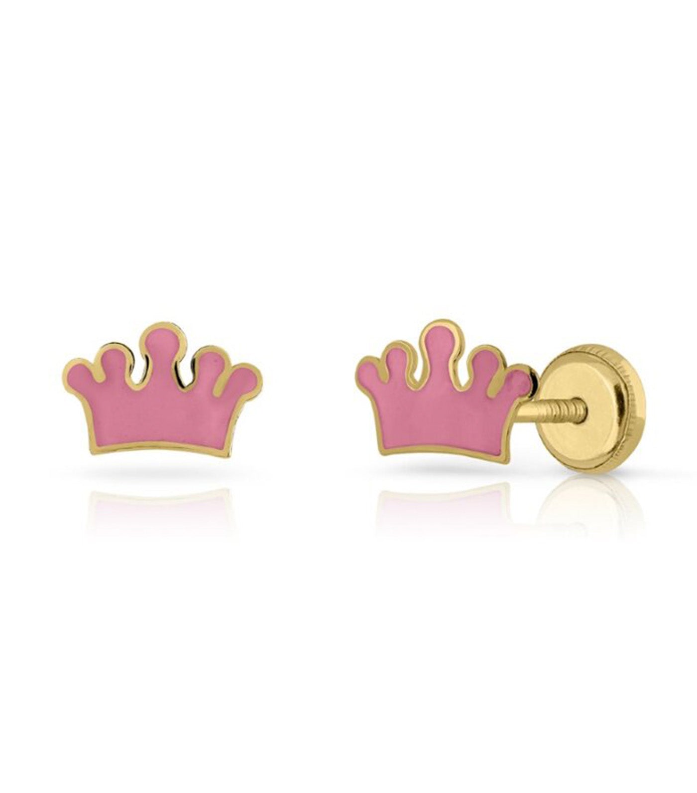 18K Enamel Crown Earrings Yellow Gold