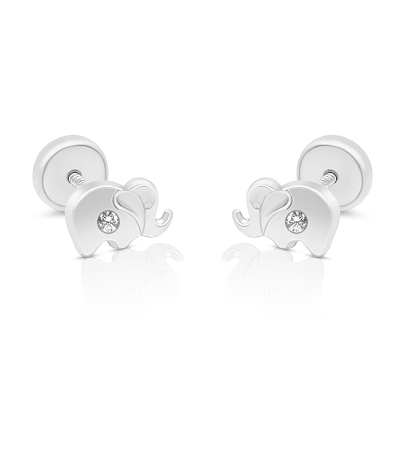 18K Elephant Earrings White Gold