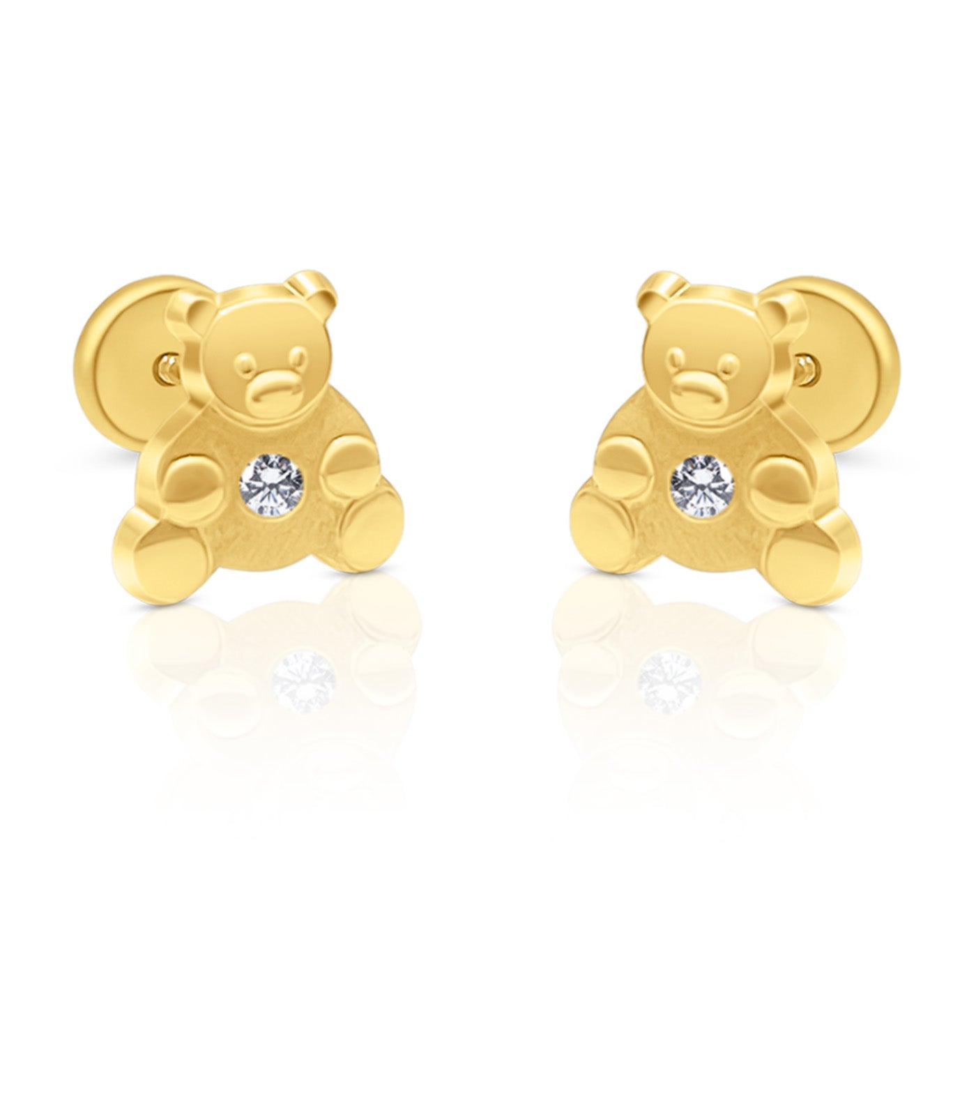 18K Bear Earrings Yellow Gold