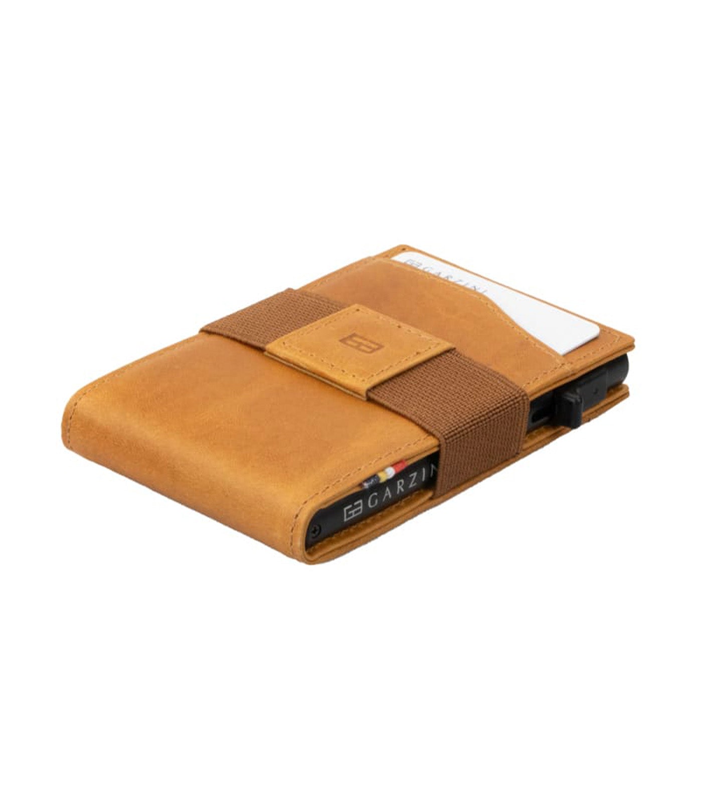 Garzini Metal Card Holder Slim - ID Window Brushed Cognac