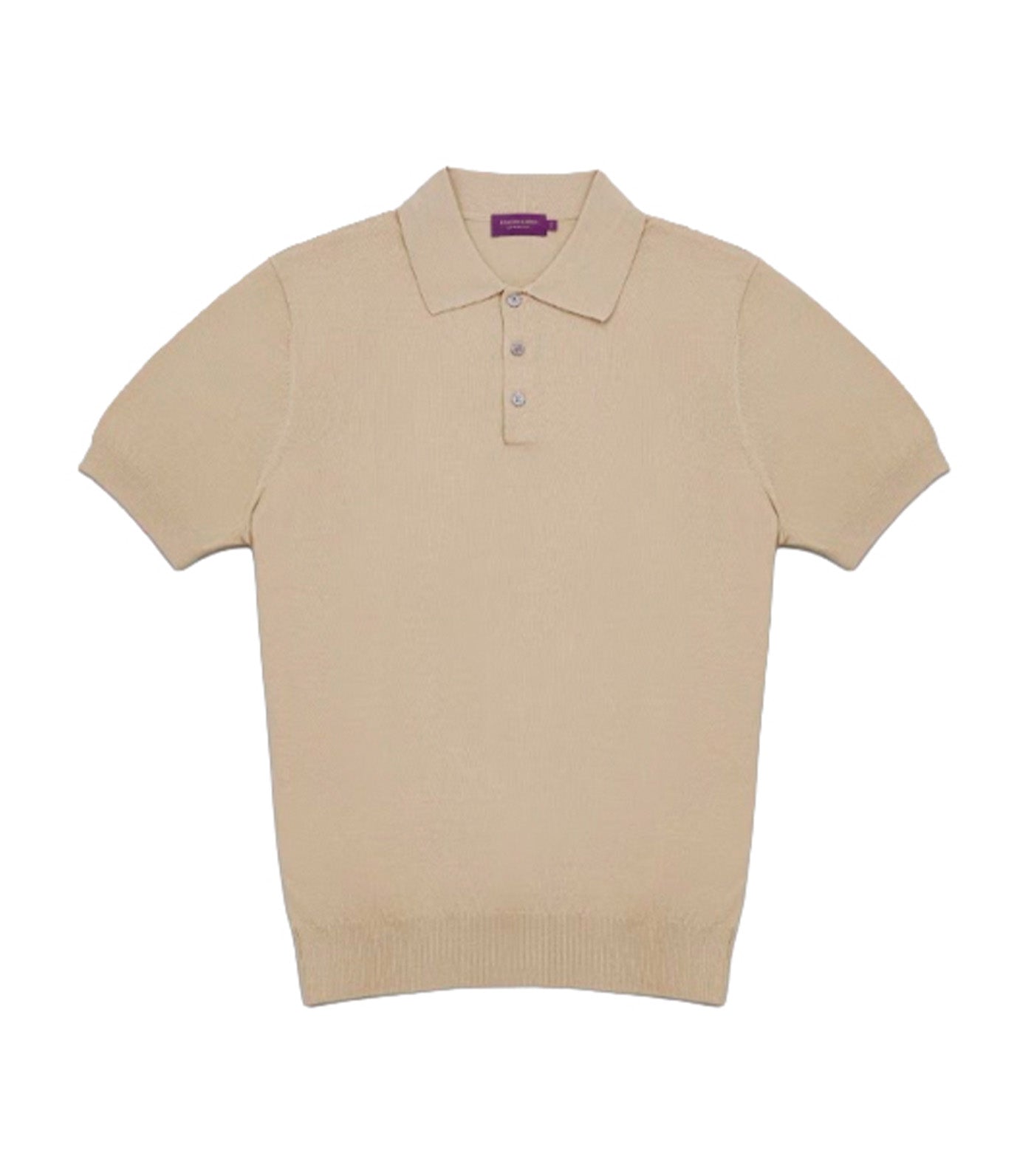 Cotton Silk Knit Polo Beige
