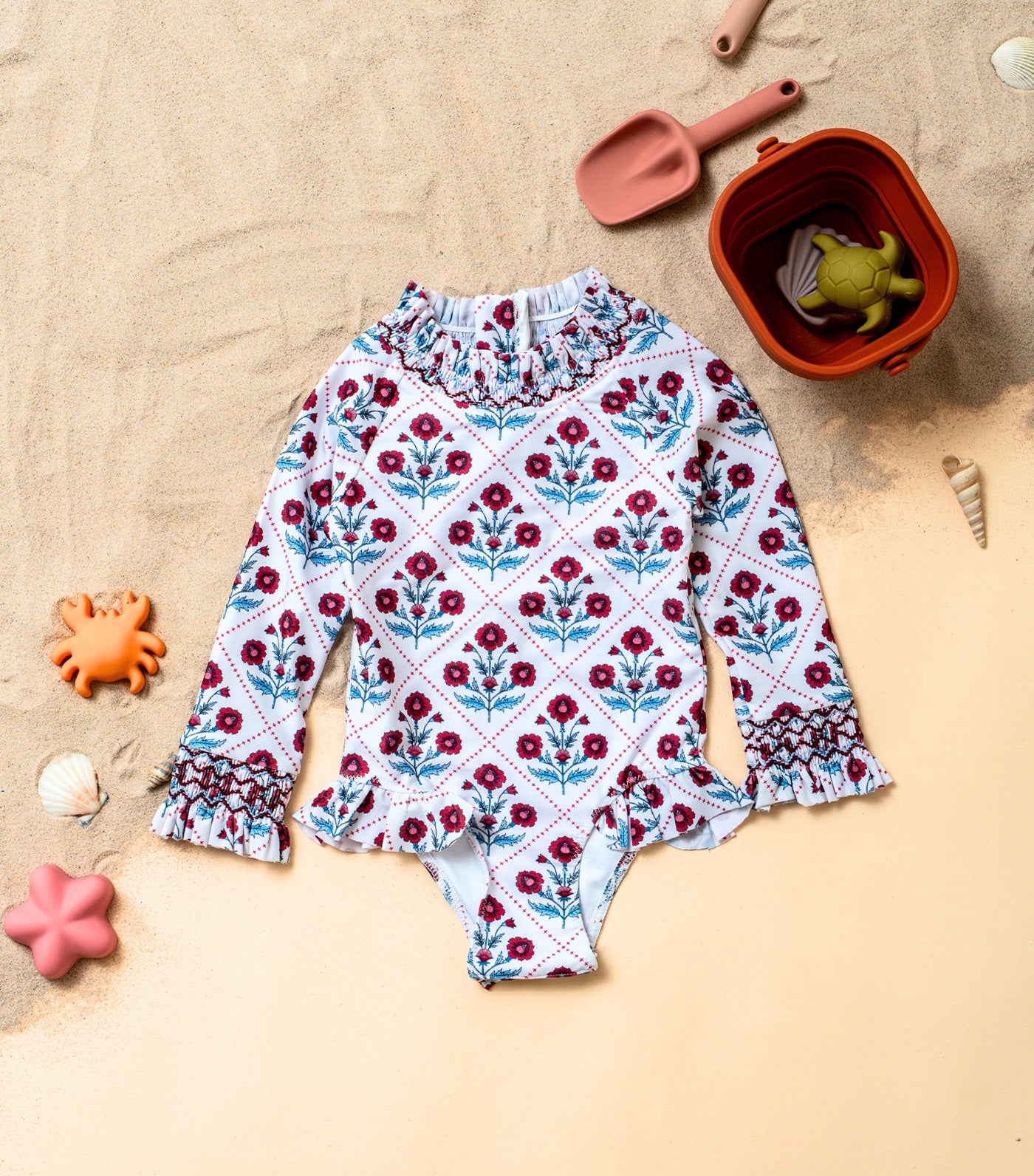 Clara Long-Sleeved Swimsuit Poppy Trellis