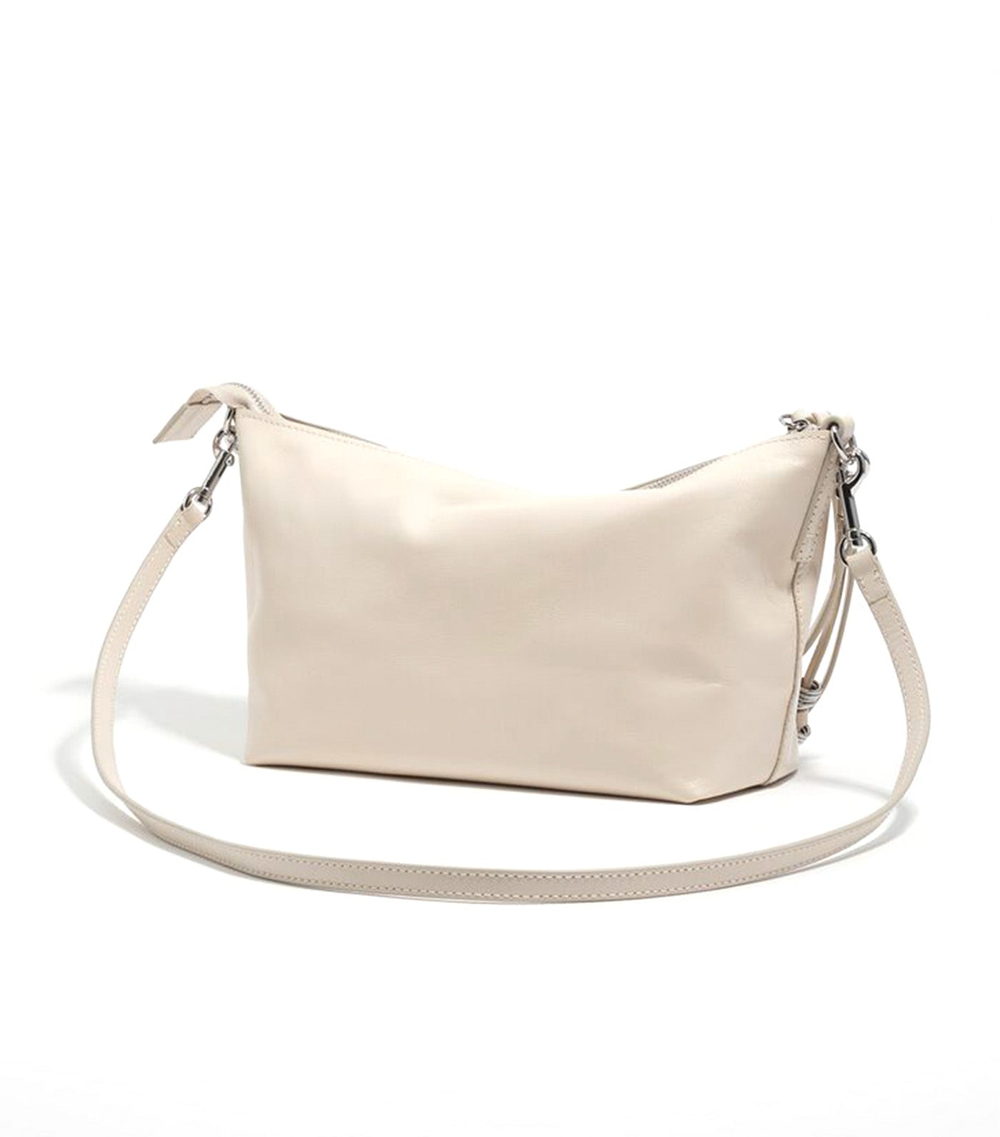Shiny Leather Trapecio Bag Medium Ivory