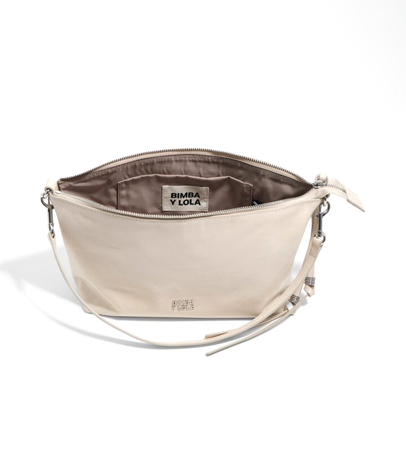 Shiny Leather Trapecio Bag Medium Ivory