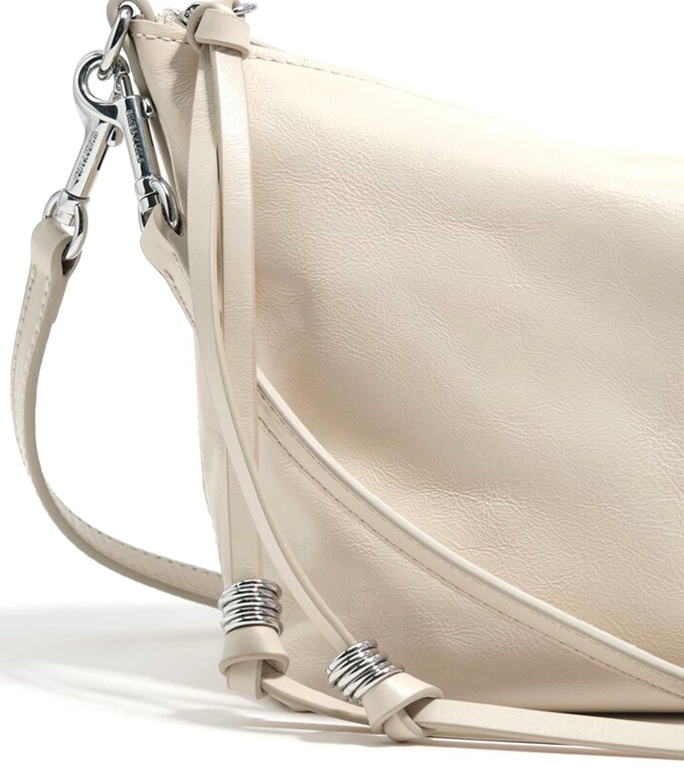 Shiny Leather Trapecio Bag Medium Ivory