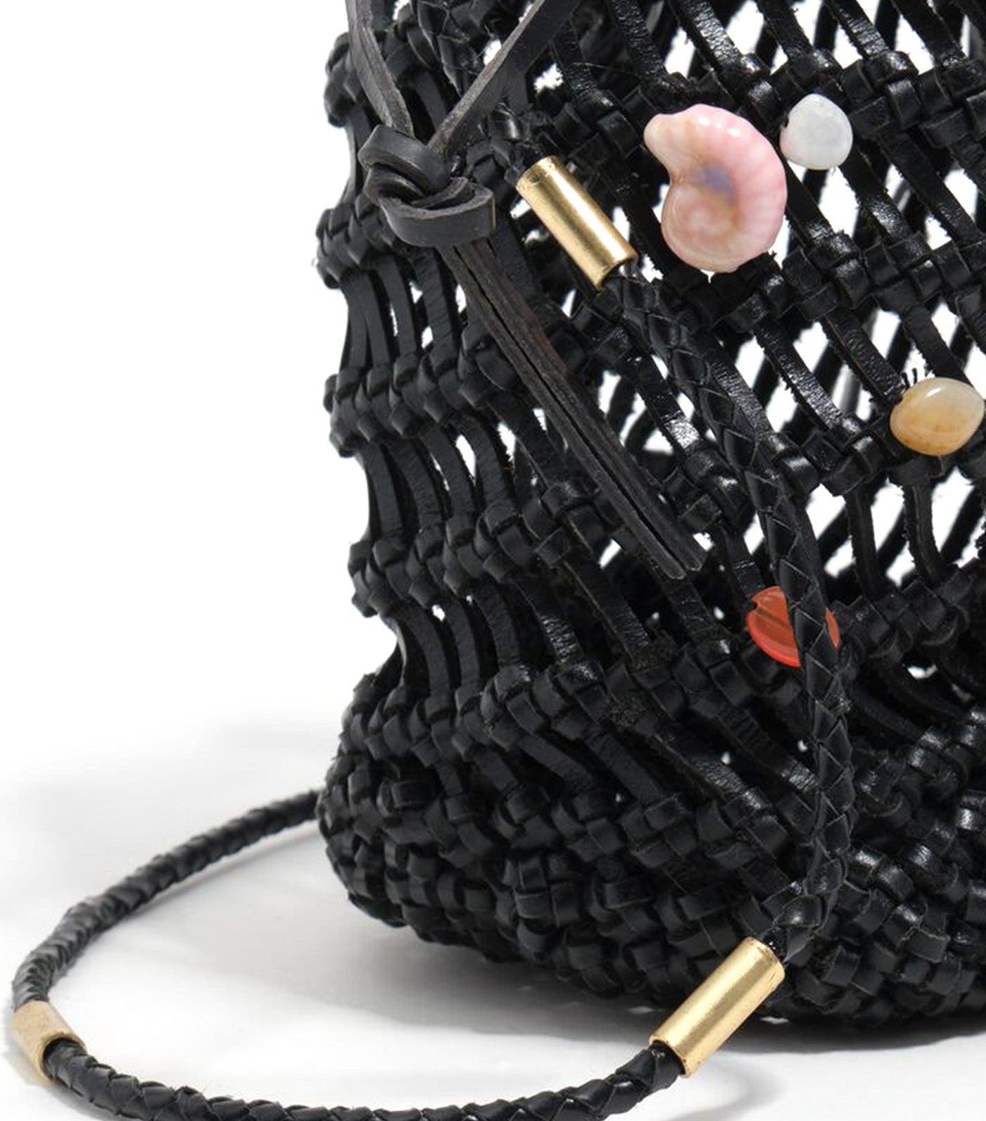 Plaited Leather Mini Bucket Bag