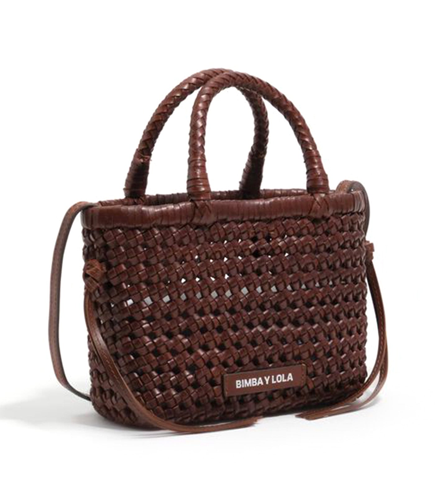 Plaited Leather Mini Bag Walnut