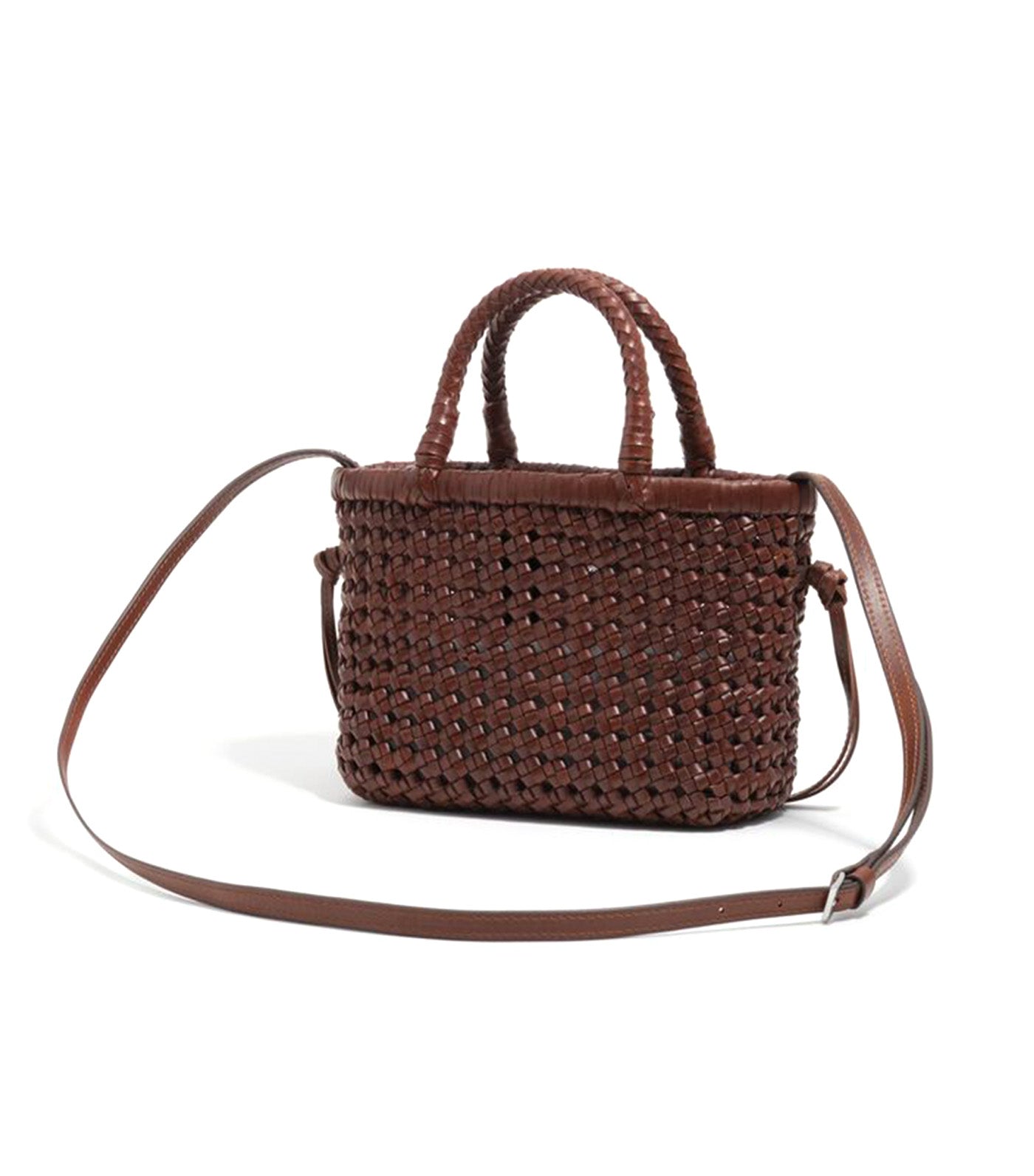 Plaited Leather Mini Bag Walnut