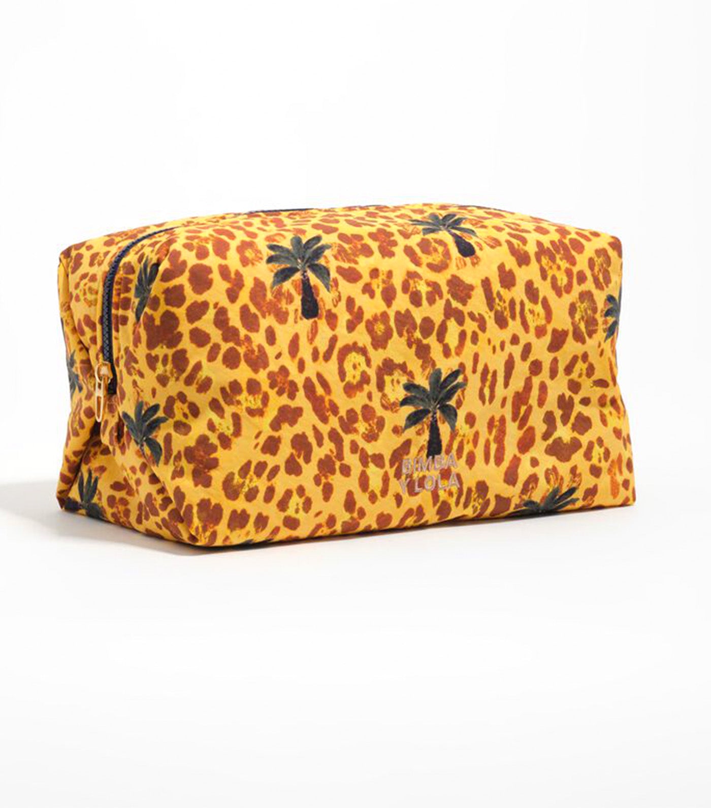 Large Nylon Make-Up Case Yellow Leopard Palms