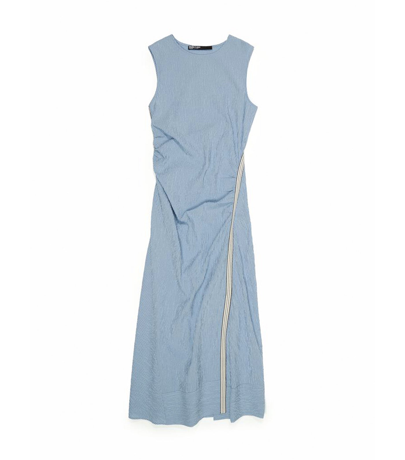 Sleeveless Dress with Striped Overlay Strap Blue
