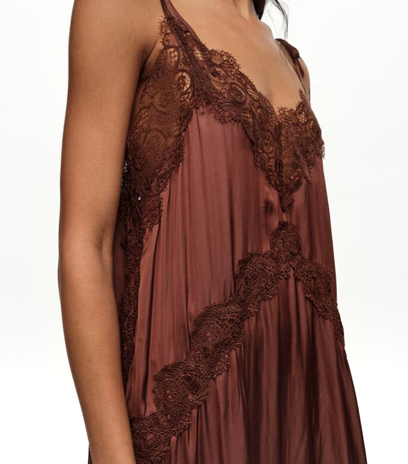 Lace Fluid Dress Brown