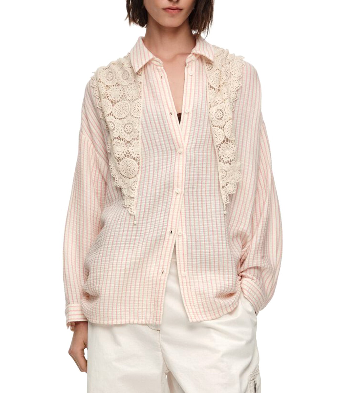 Crochet Scarf Shirt Red Striped