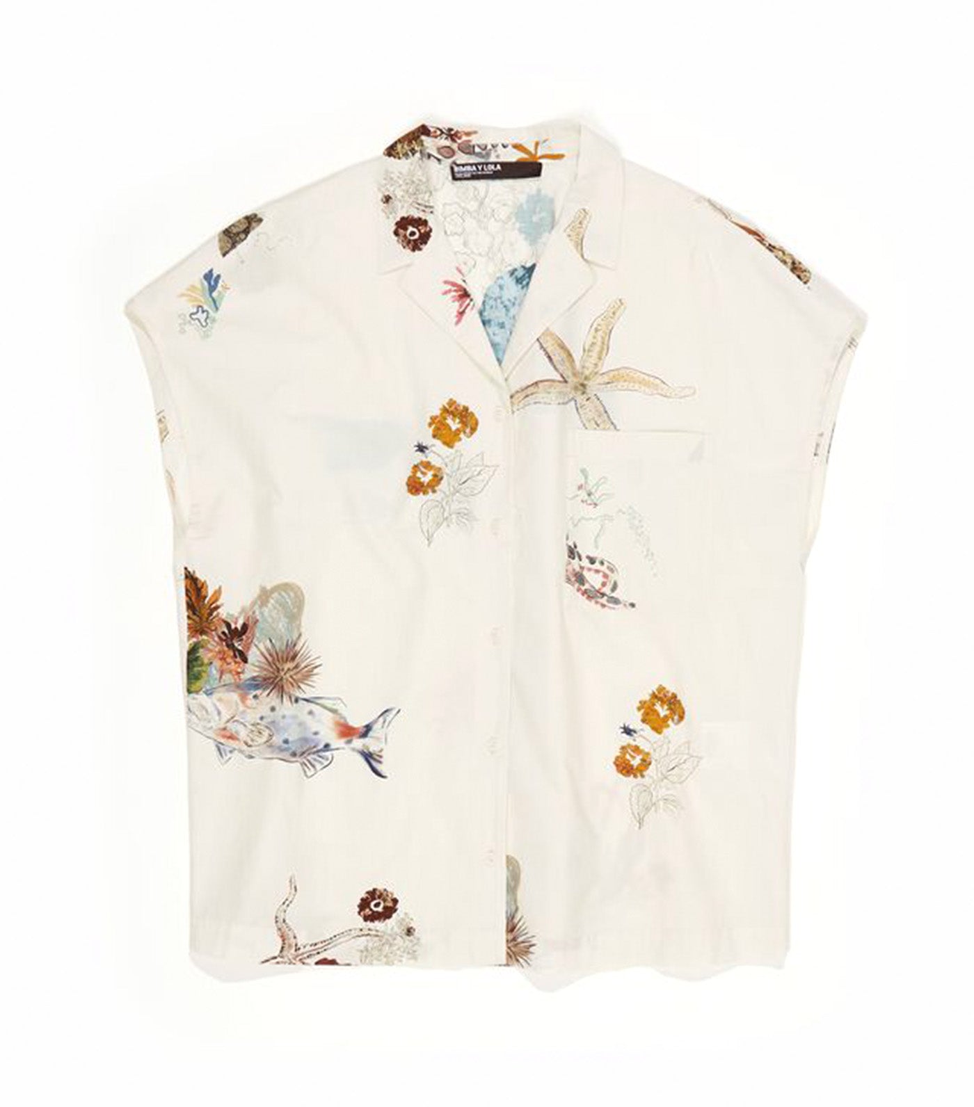 Bimba Y Lola Seabed Cotton Cape Shirt Off White