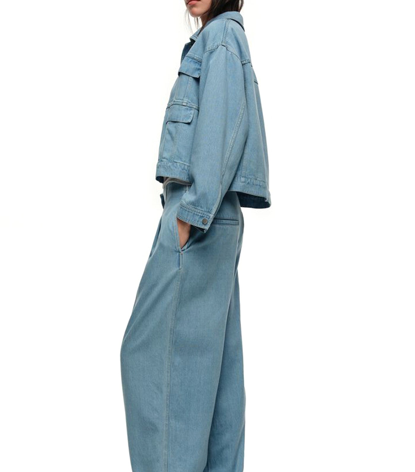 Bimba Y Lola Fluid Boxy Denim Jacket Light Blue