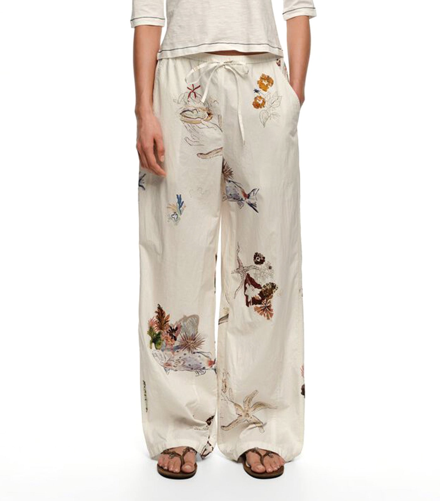 Seabed Cotton Jogger Trousers Off White