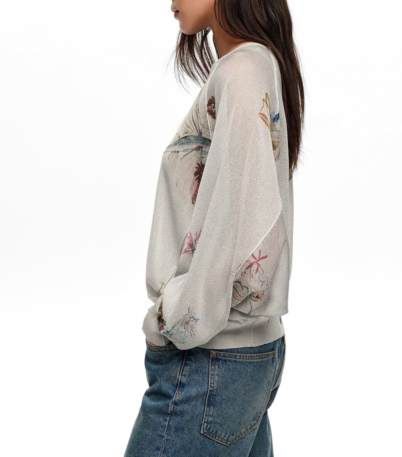 Seabed Lurex Batwing Sleeve Sweater Off White