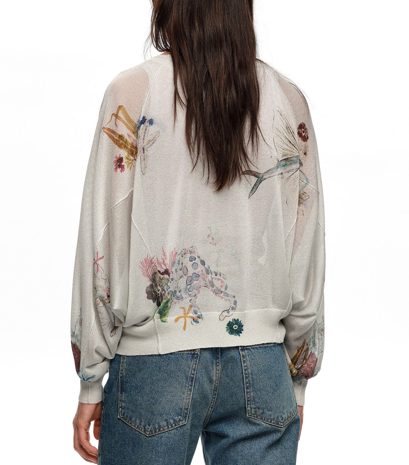 Seabed Lurex Batwing Sleeve Sweater Off White