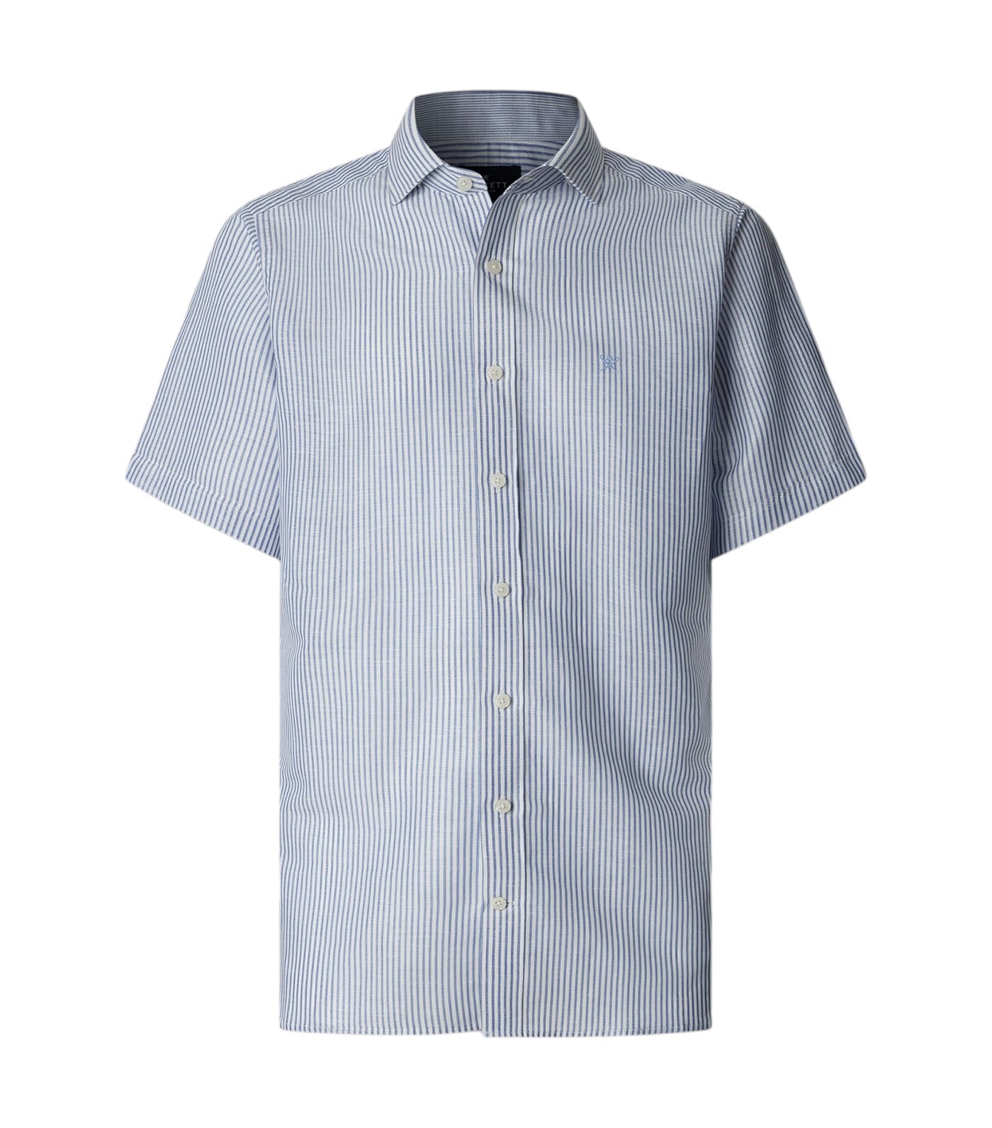 Hackett Essential Linen Bengal Short Sleeve Shirt Electric Blue