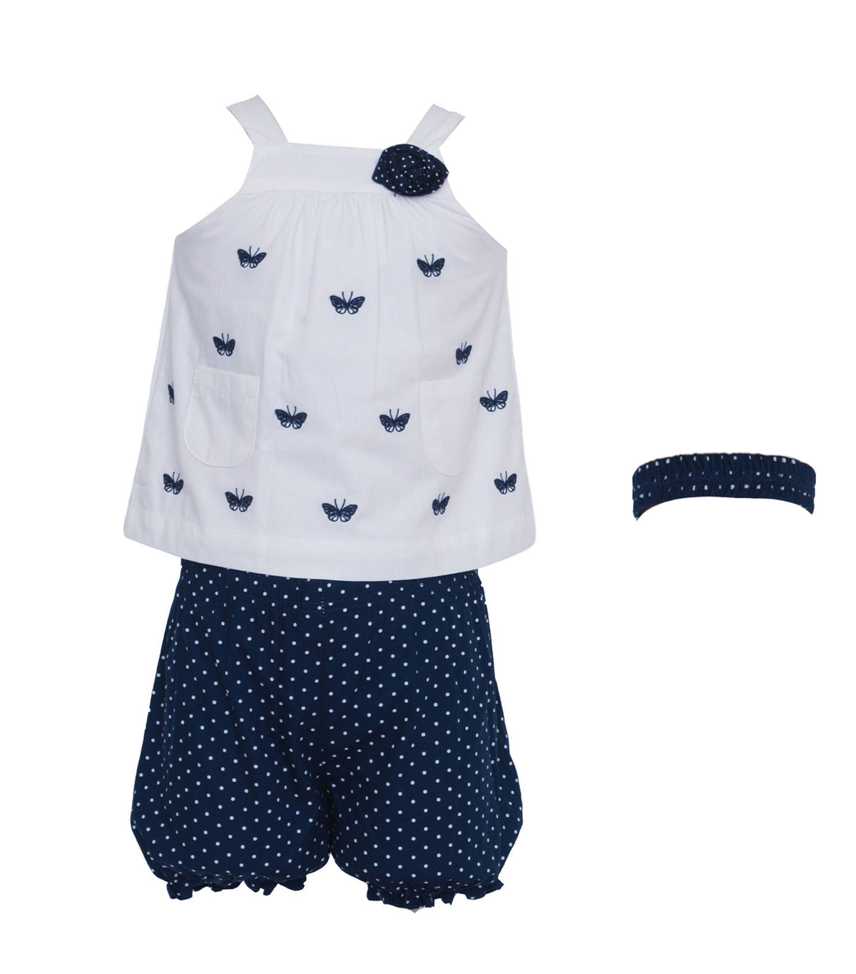 Haltered Embroidered Top with Bloomers and Headband Butterfly