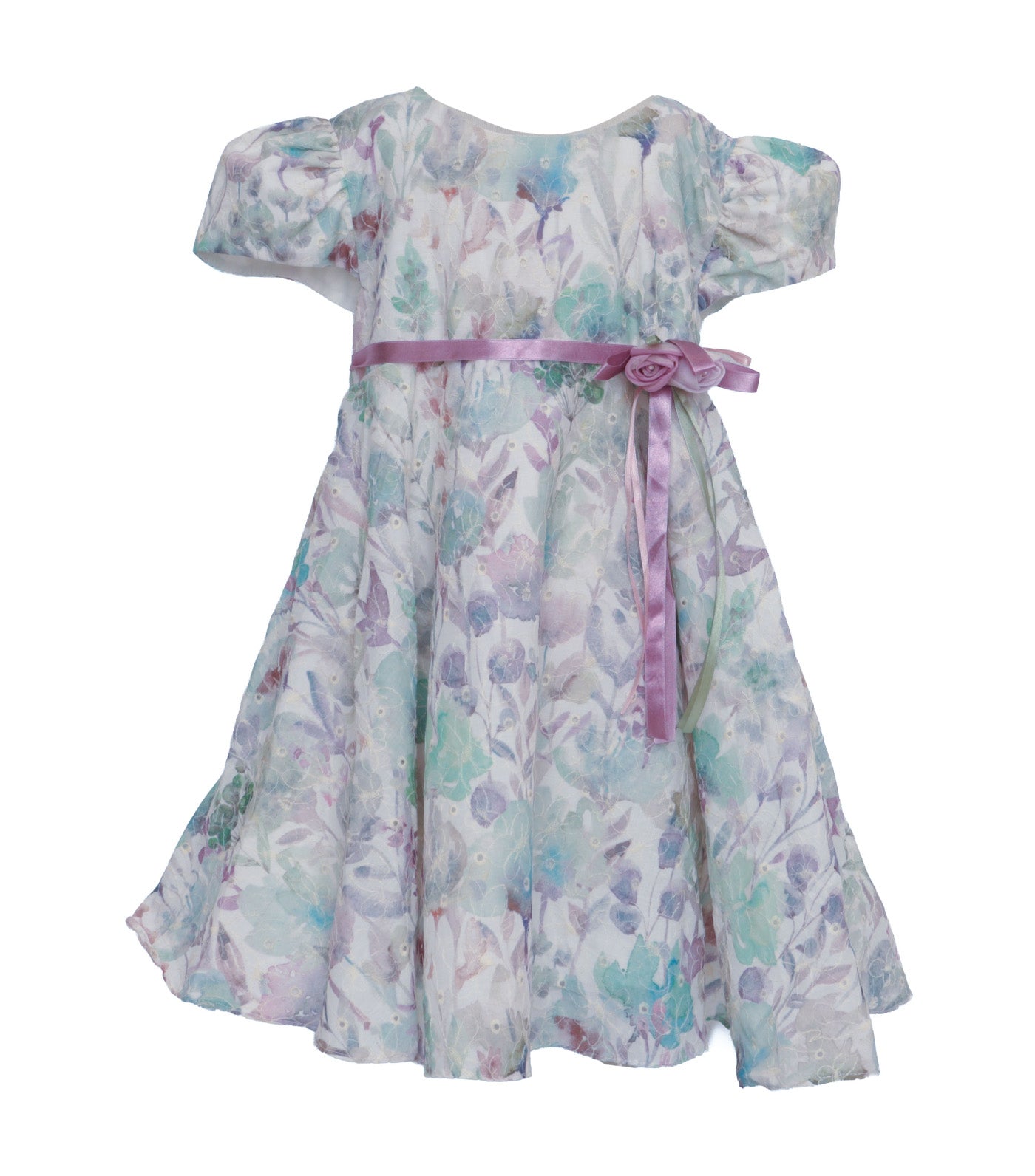 Floral Dress with Ribbon and Flowers Green