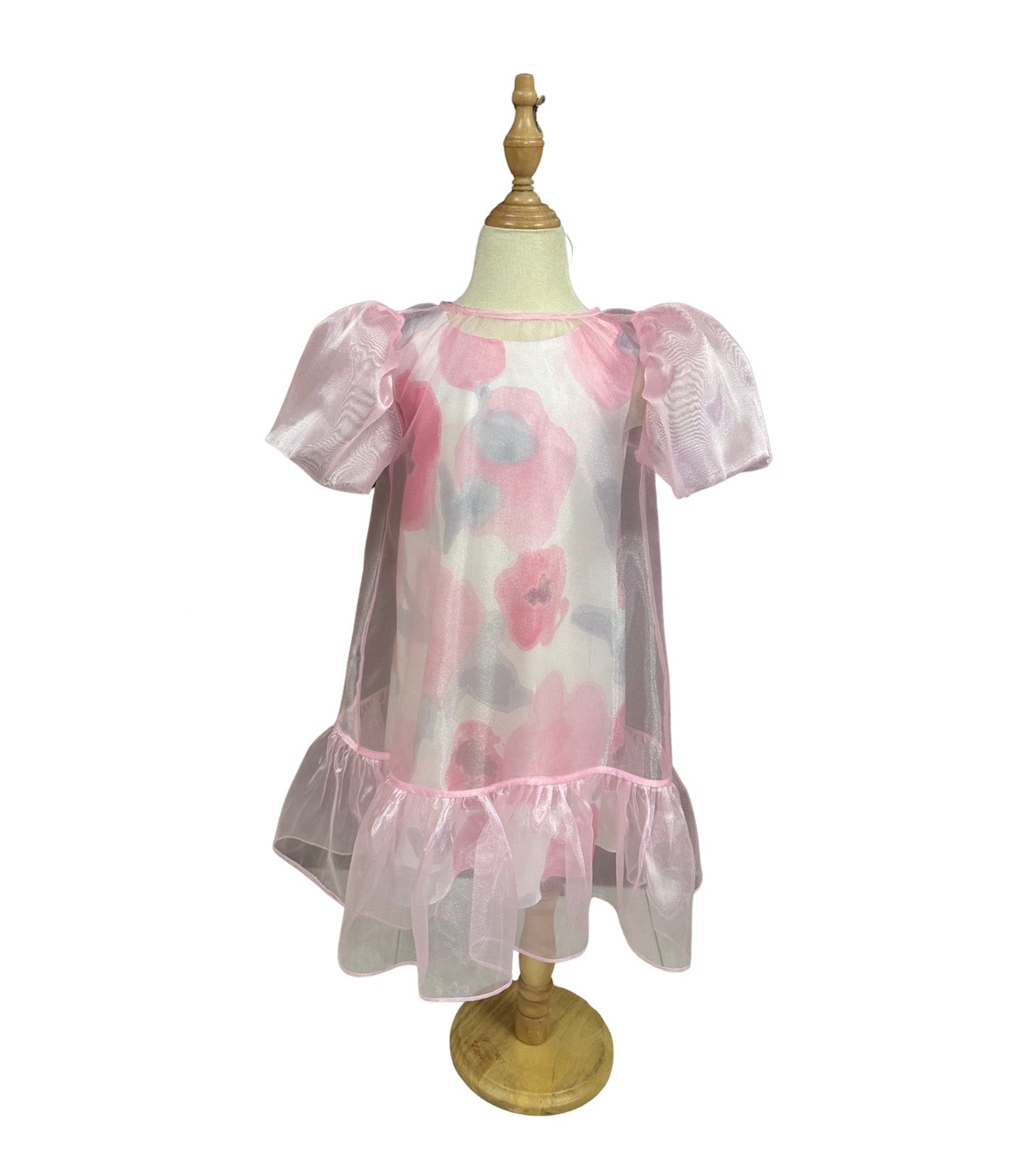 Brielle Cotton Dress with Organza Shirred Sleeves